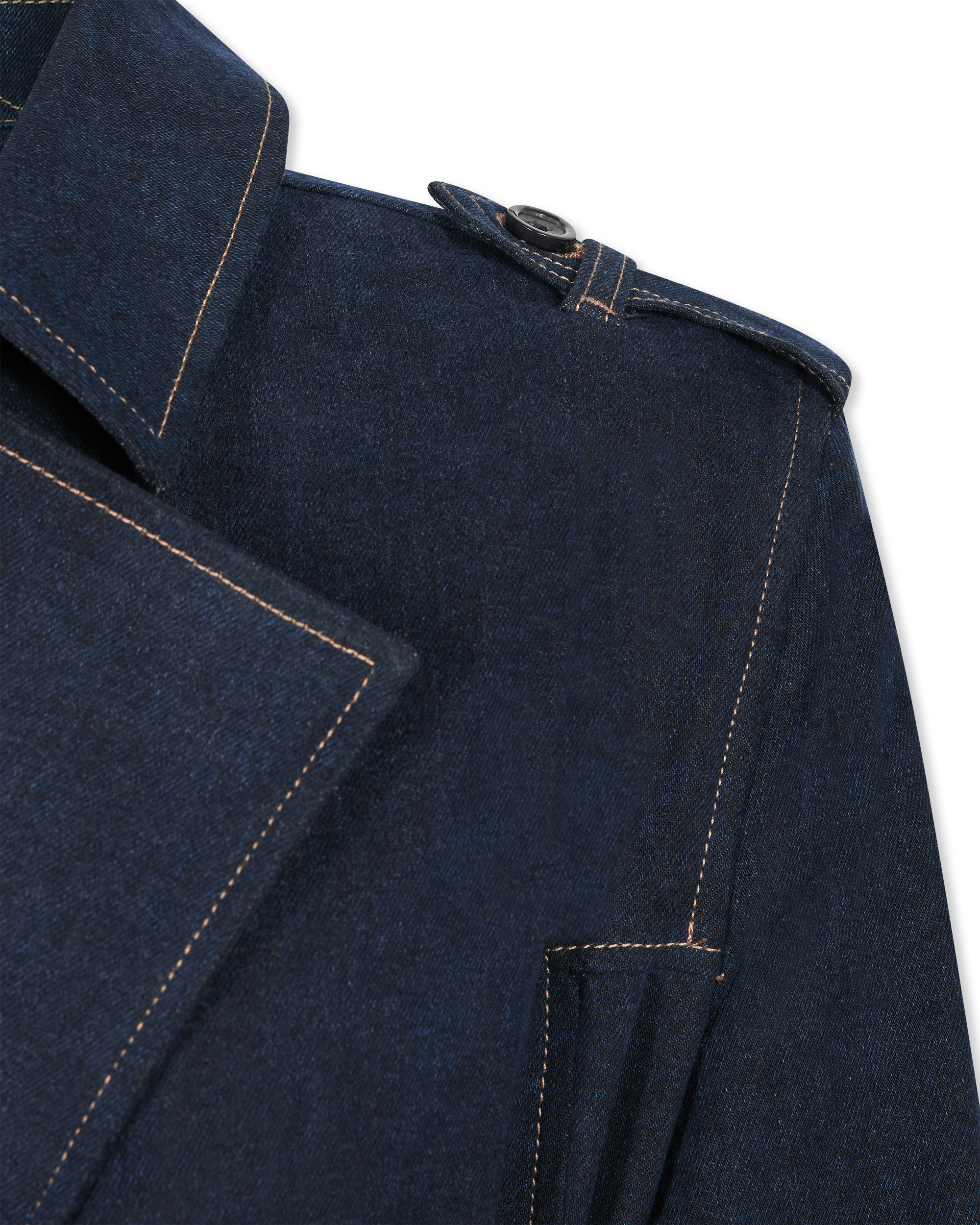 Washed Denim Trench Coat