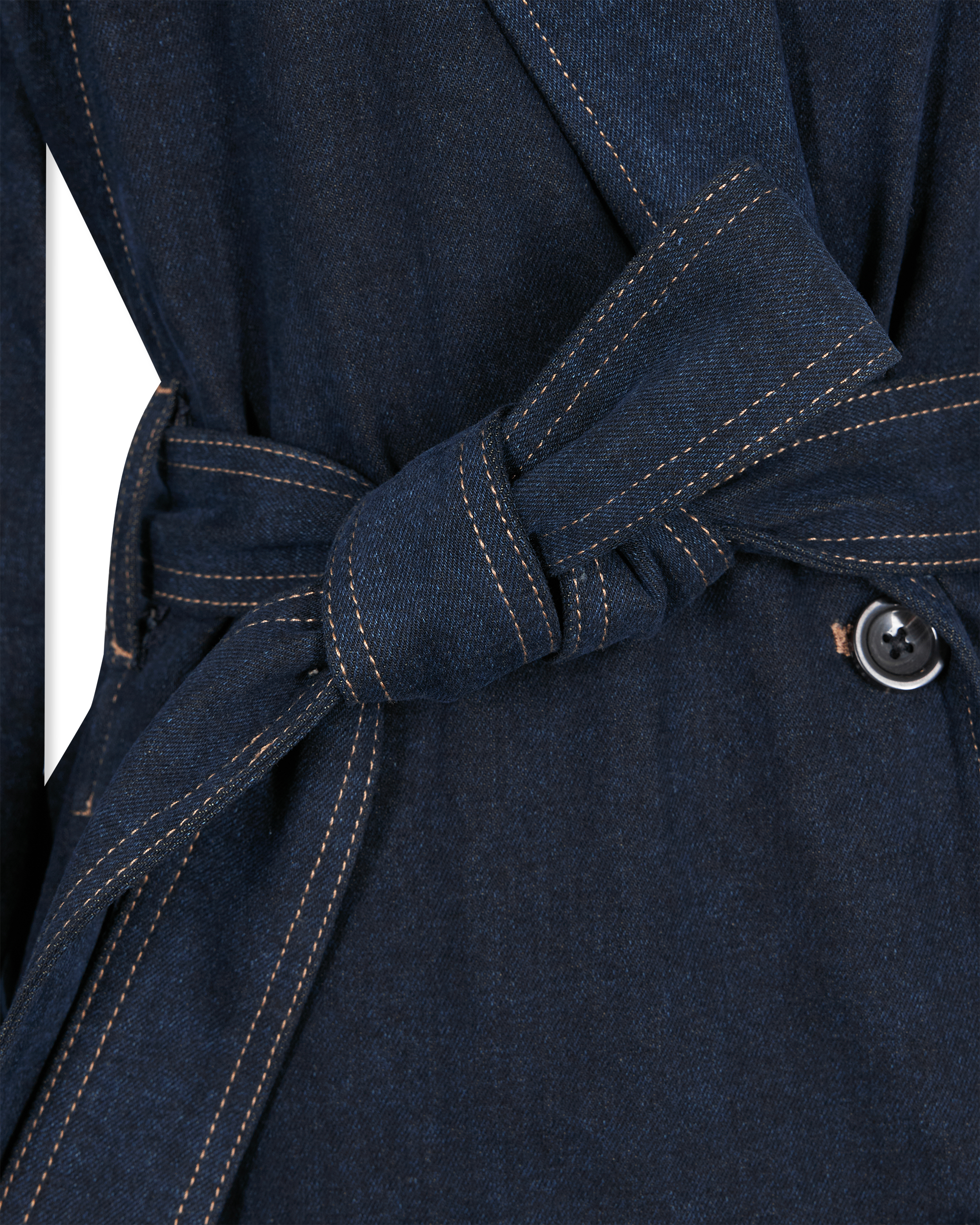 Washed Denim Trench Coat