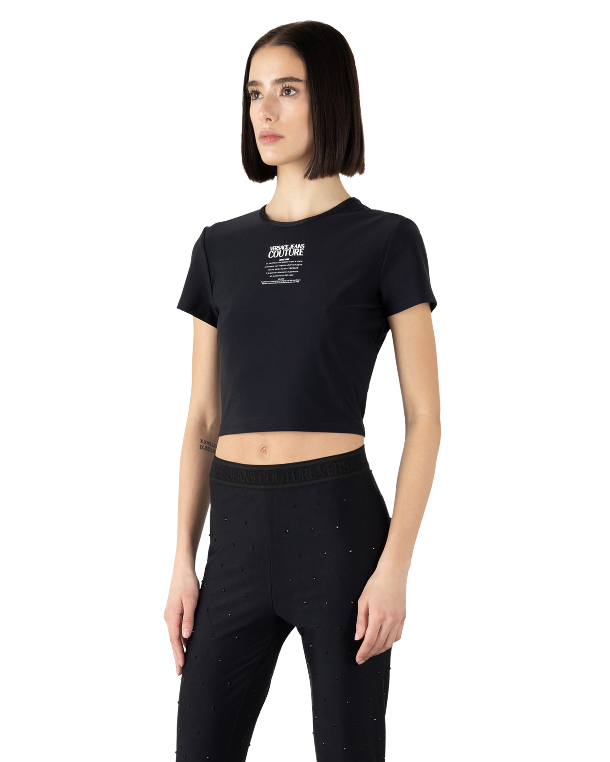 Logo ID Tag Print Cropped T-Shirt