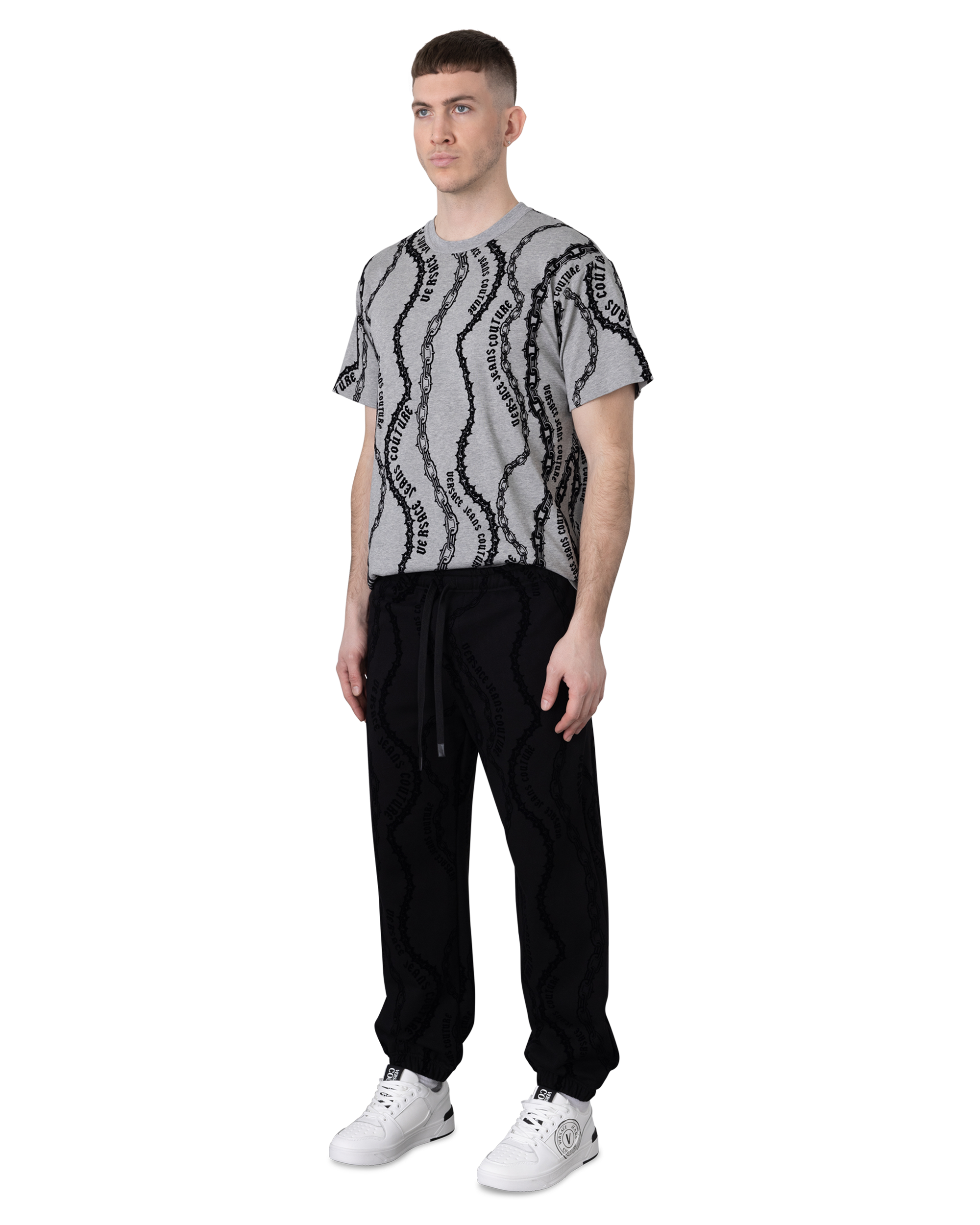 Chain Print Logo Drawstring Sweatpants