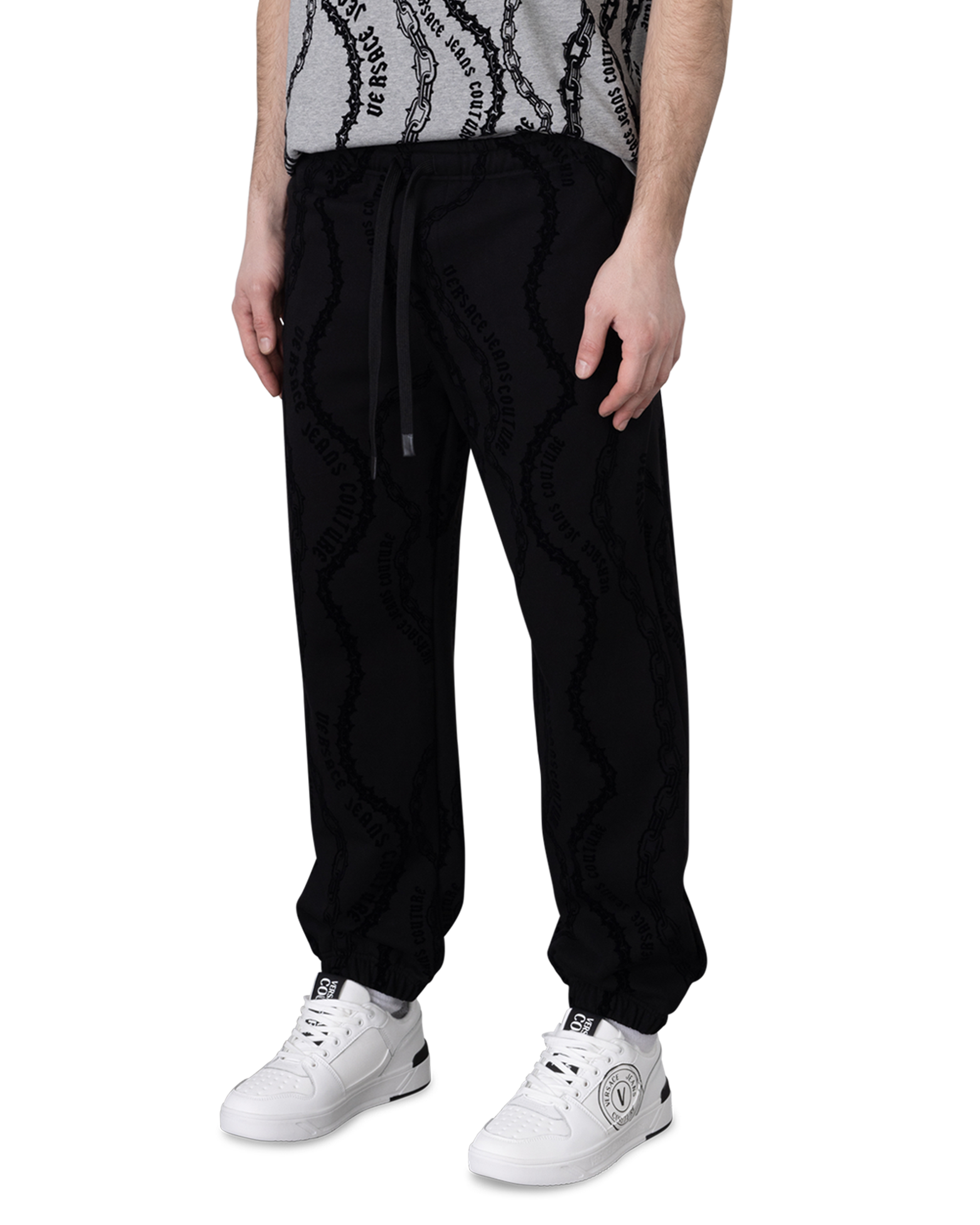 Chain Print Logo Drawstring Sweatpants