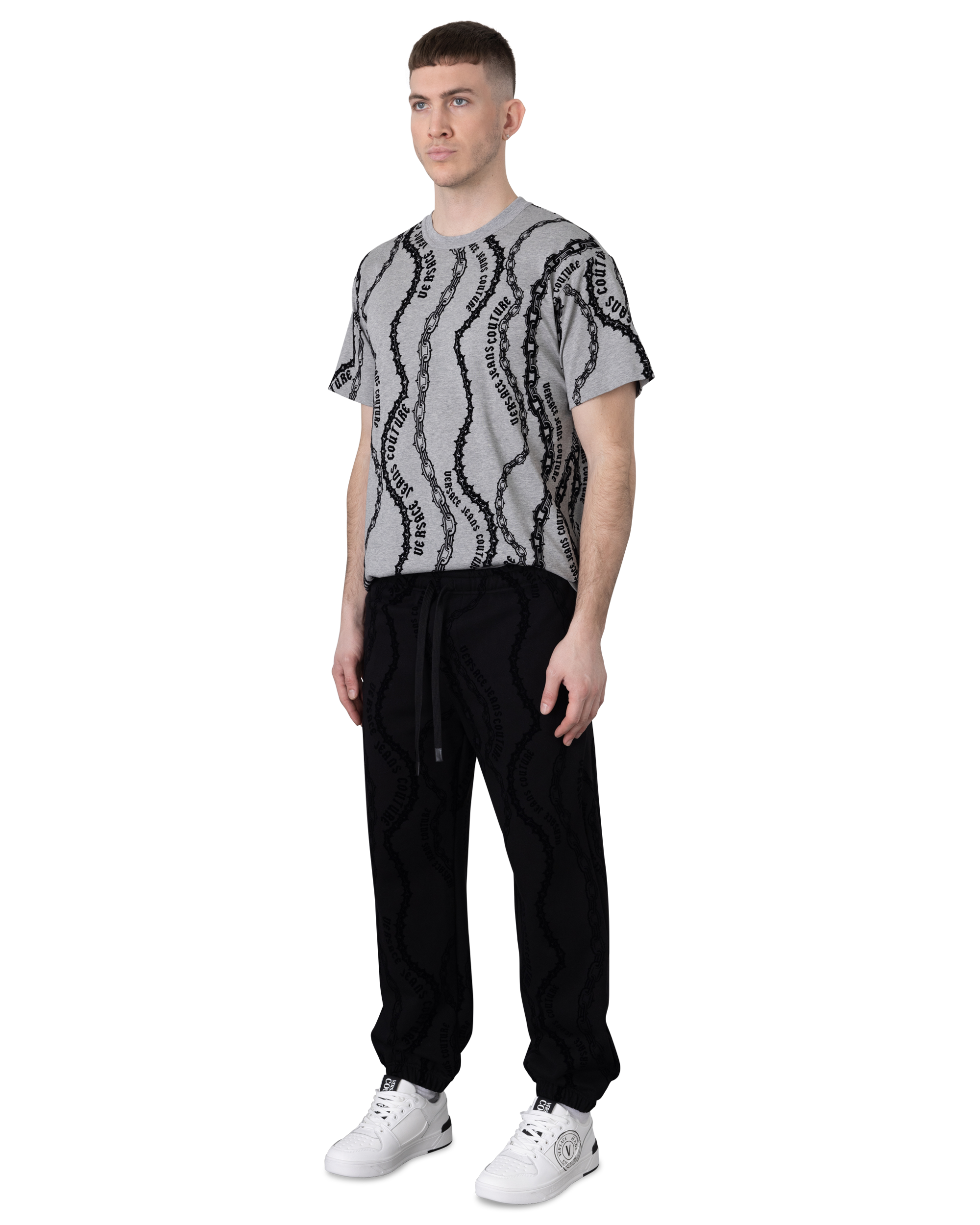 Chain Print Logo Drawstring Sweatpants