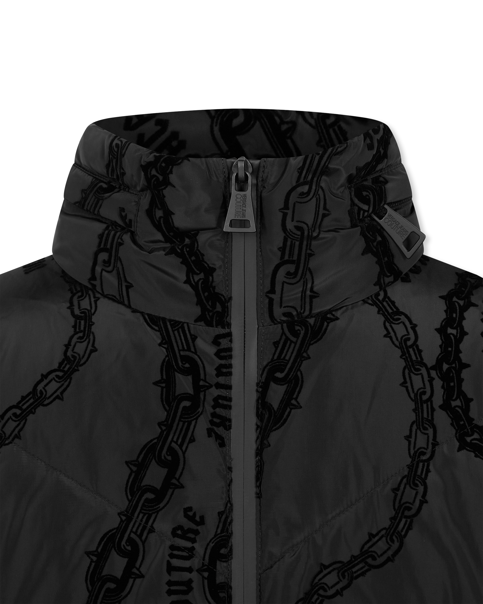 Chain Couture Quilted Puffer Jacket