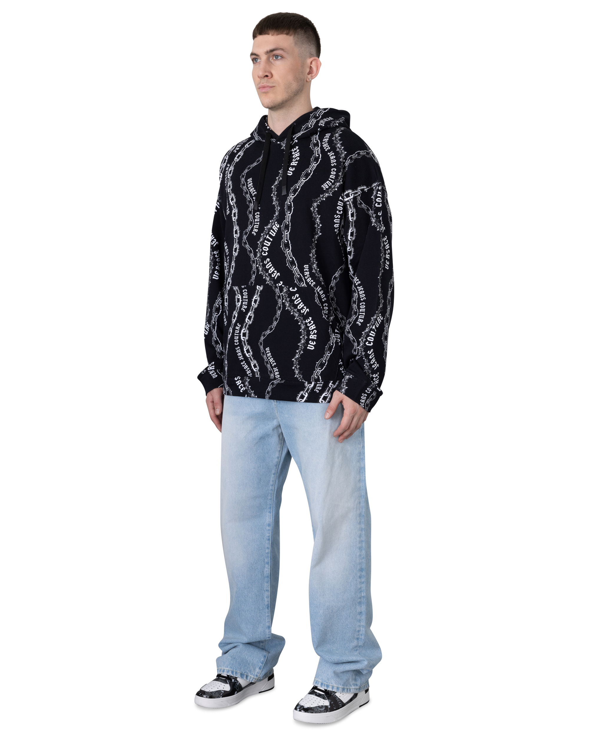 Chain Couture Loose-Fit Hoodie