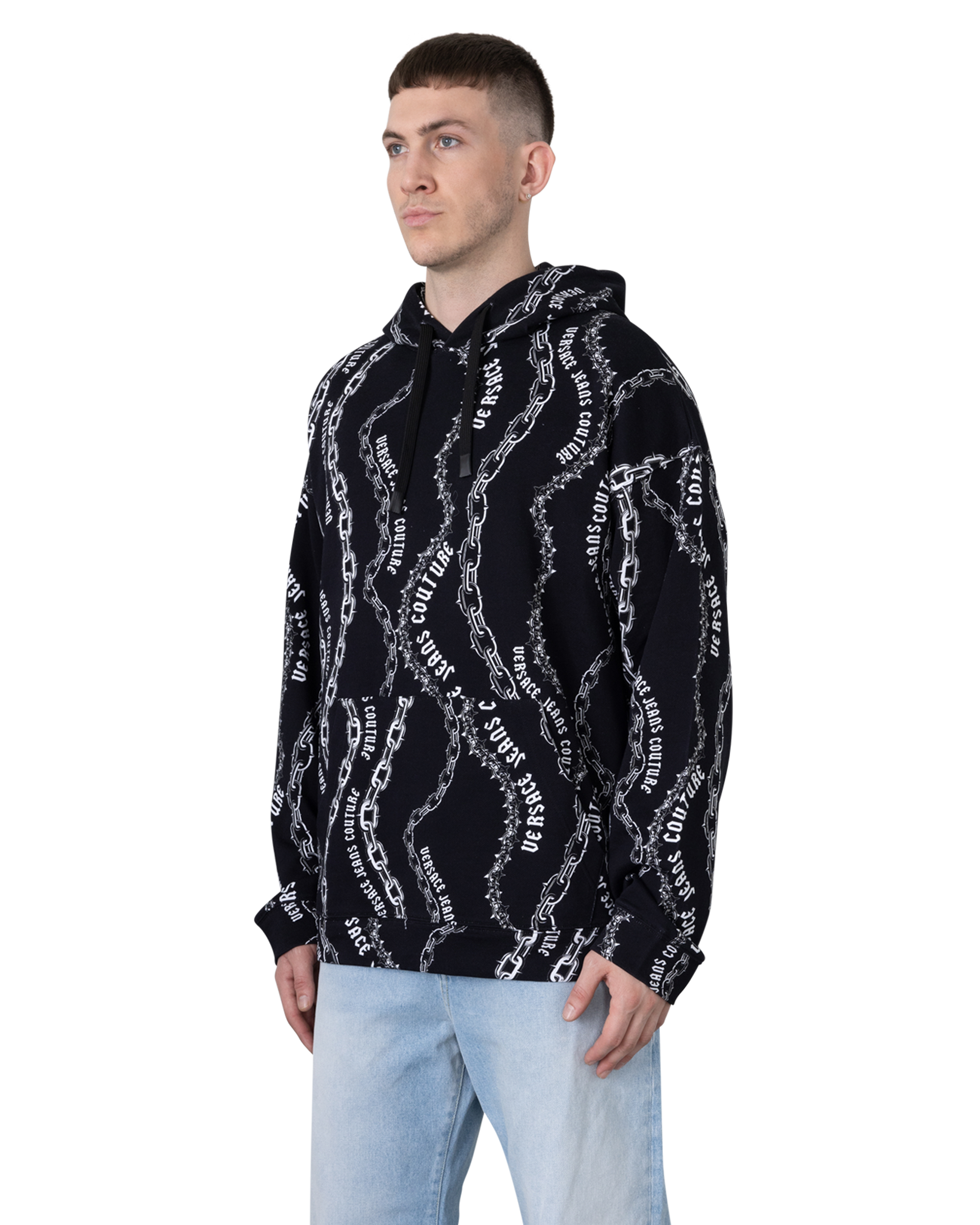 Chain Couture Loose-Fit Hoodie