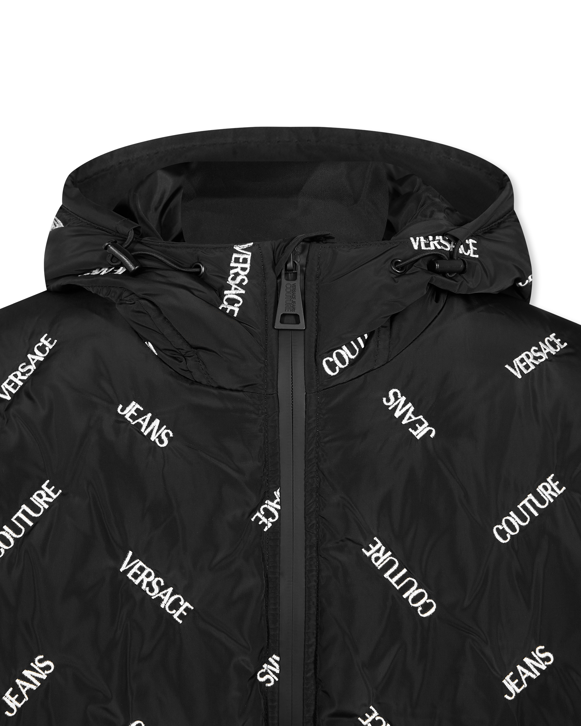 Chevron Logo Print Puffer Jacket