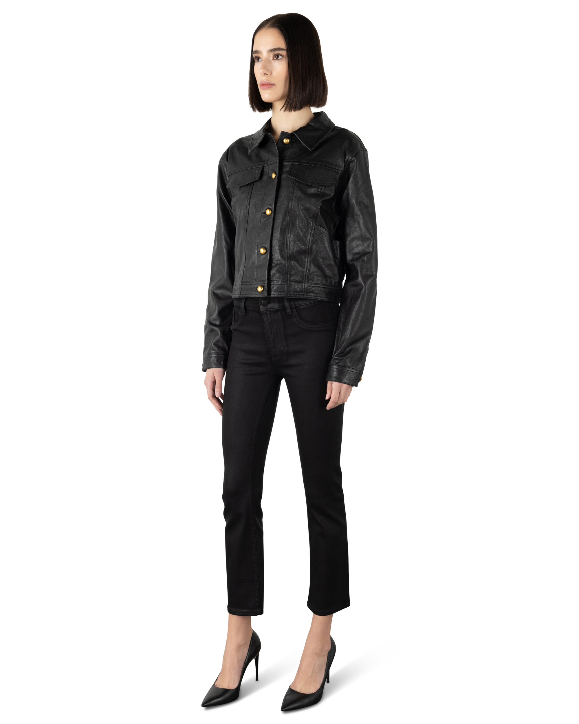 Mara Straight Mid Rise Coated Jeans