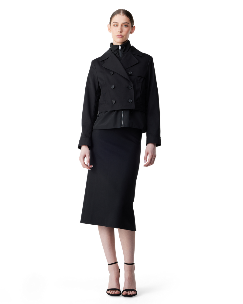 Balenciaga Barathea Push-Up Skirt in Black | Luxury Designer Midi