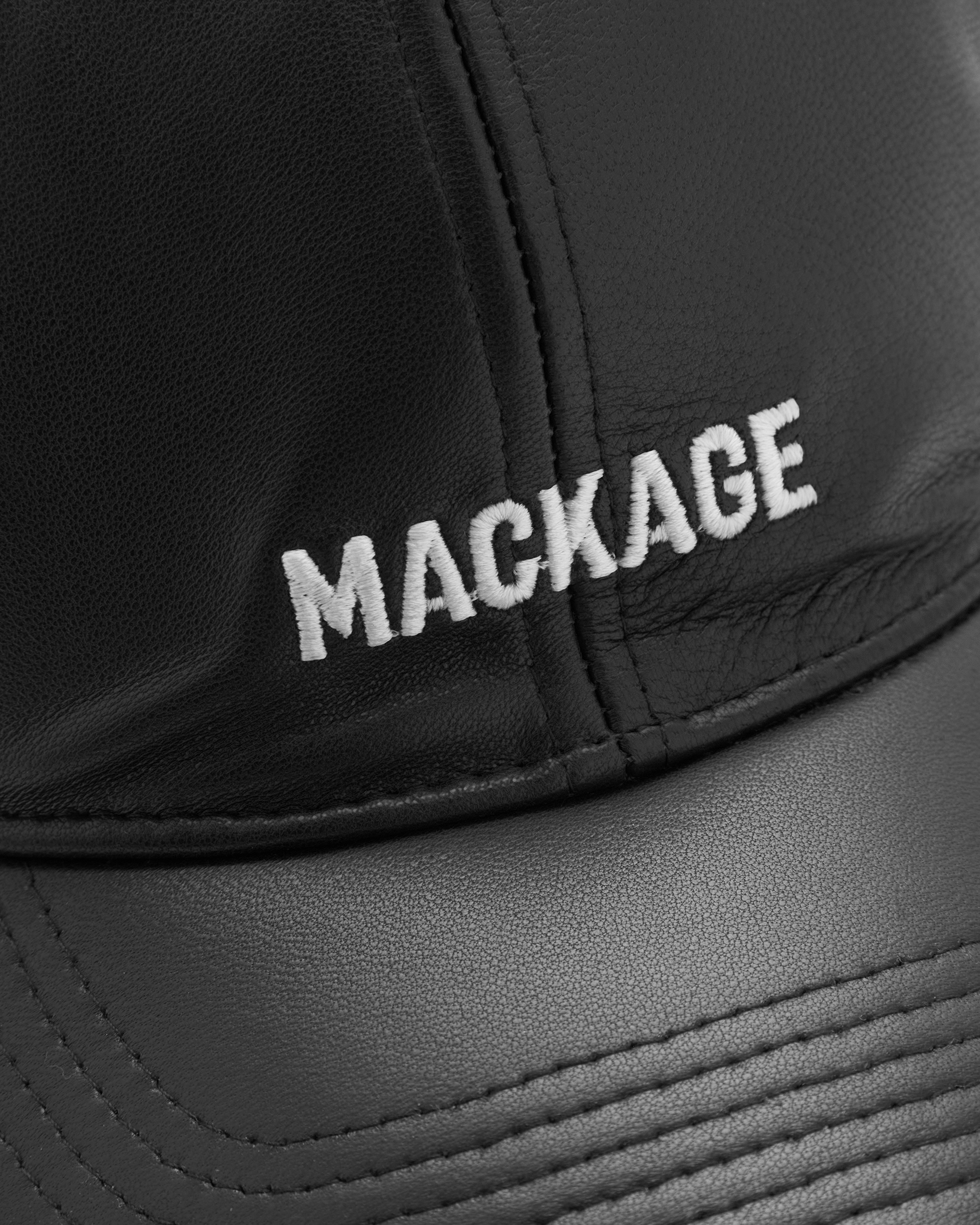 Mackage ANDERSON-L Leather Logo Baseball Cap