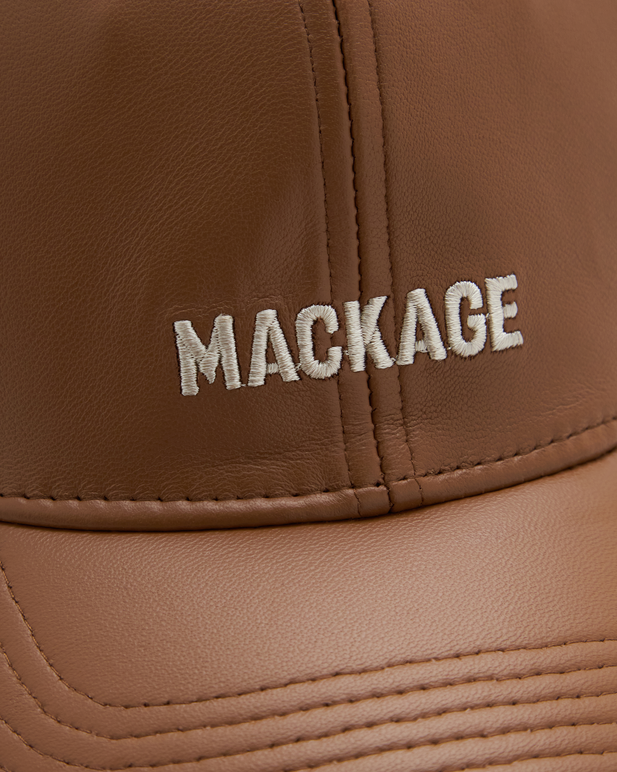 Mackage ANDERSON-L Leather Logo Baseball Cap