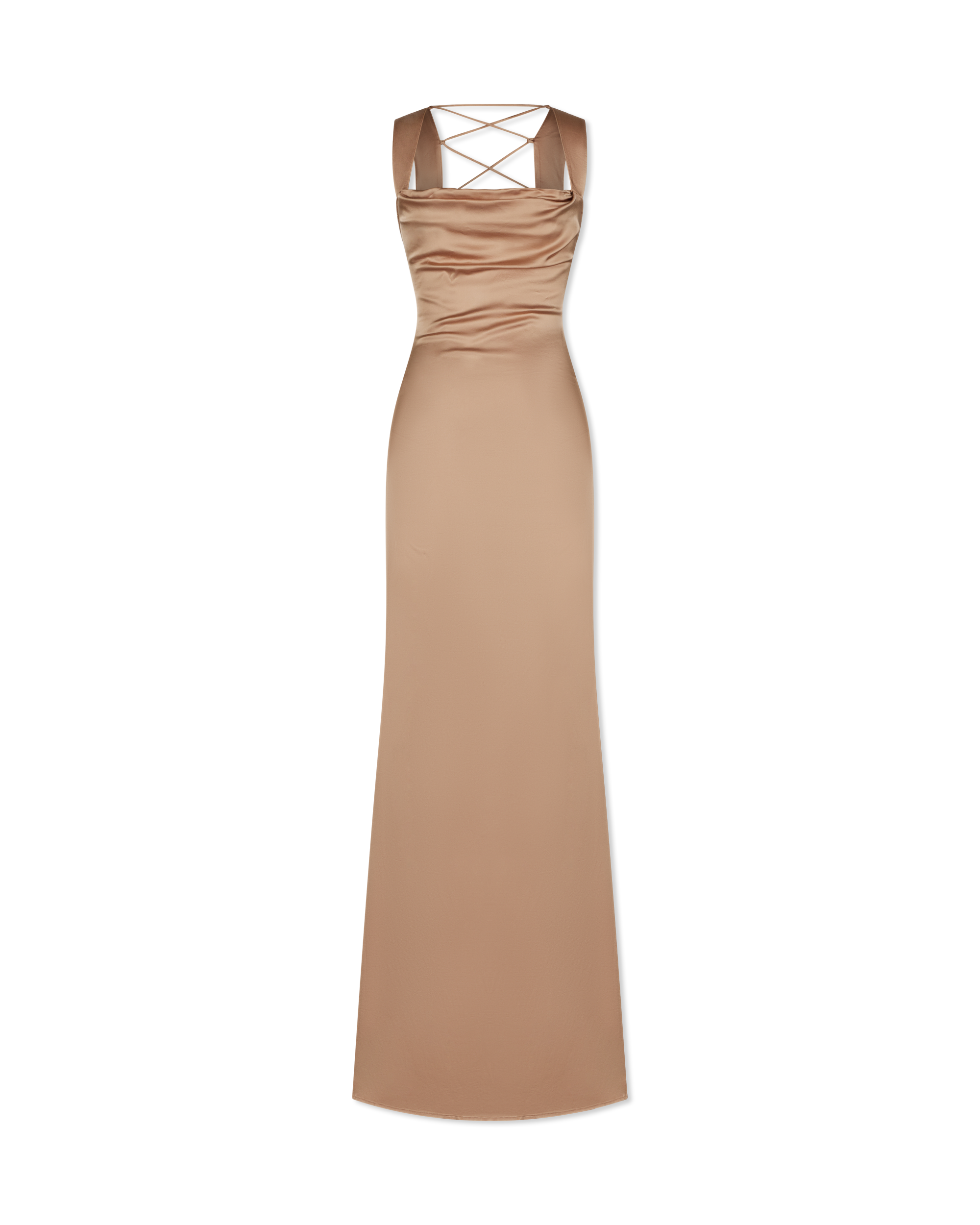 Satin Lace-Up Maxi Dress