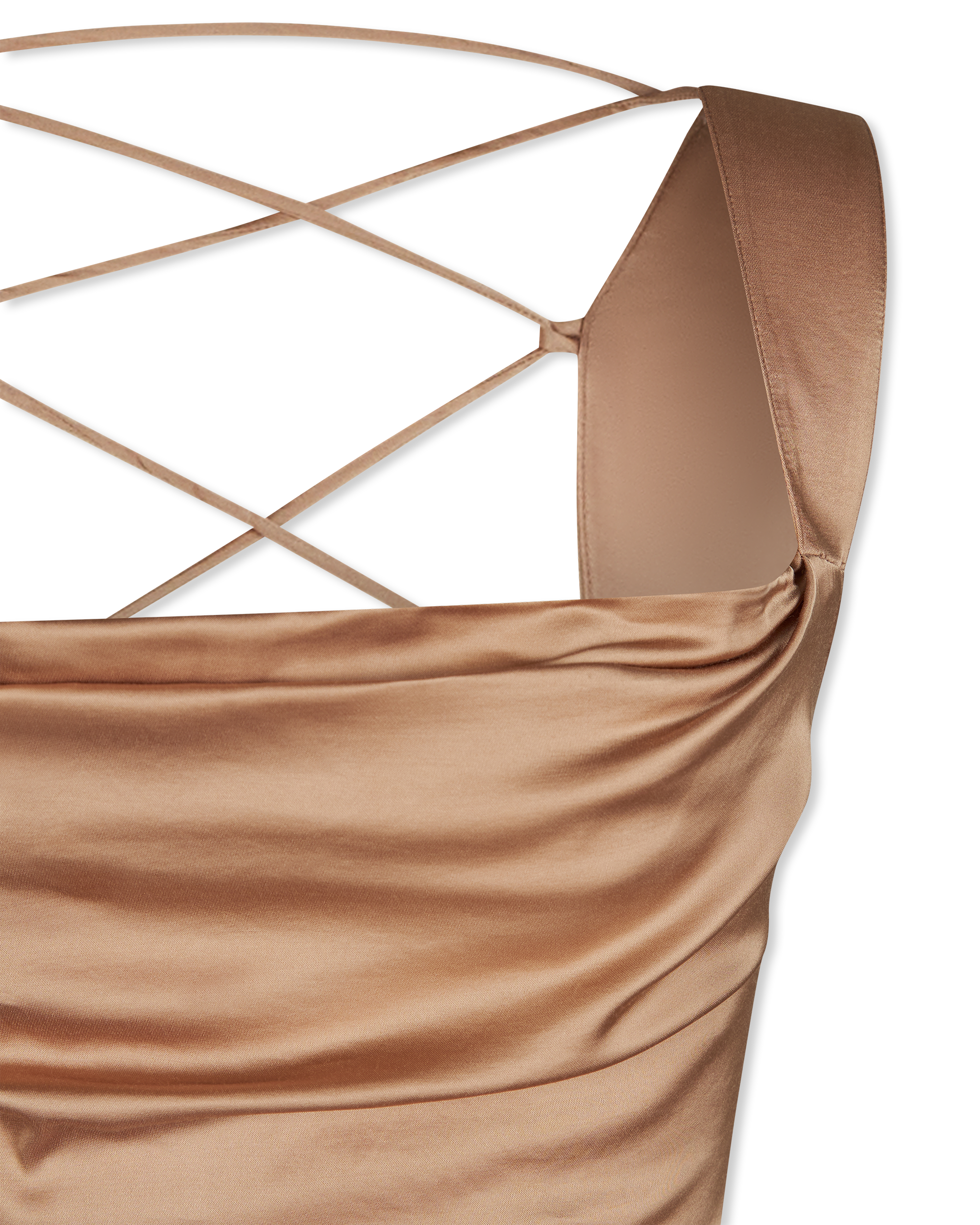 Satin Lace-Up Maxi Dress