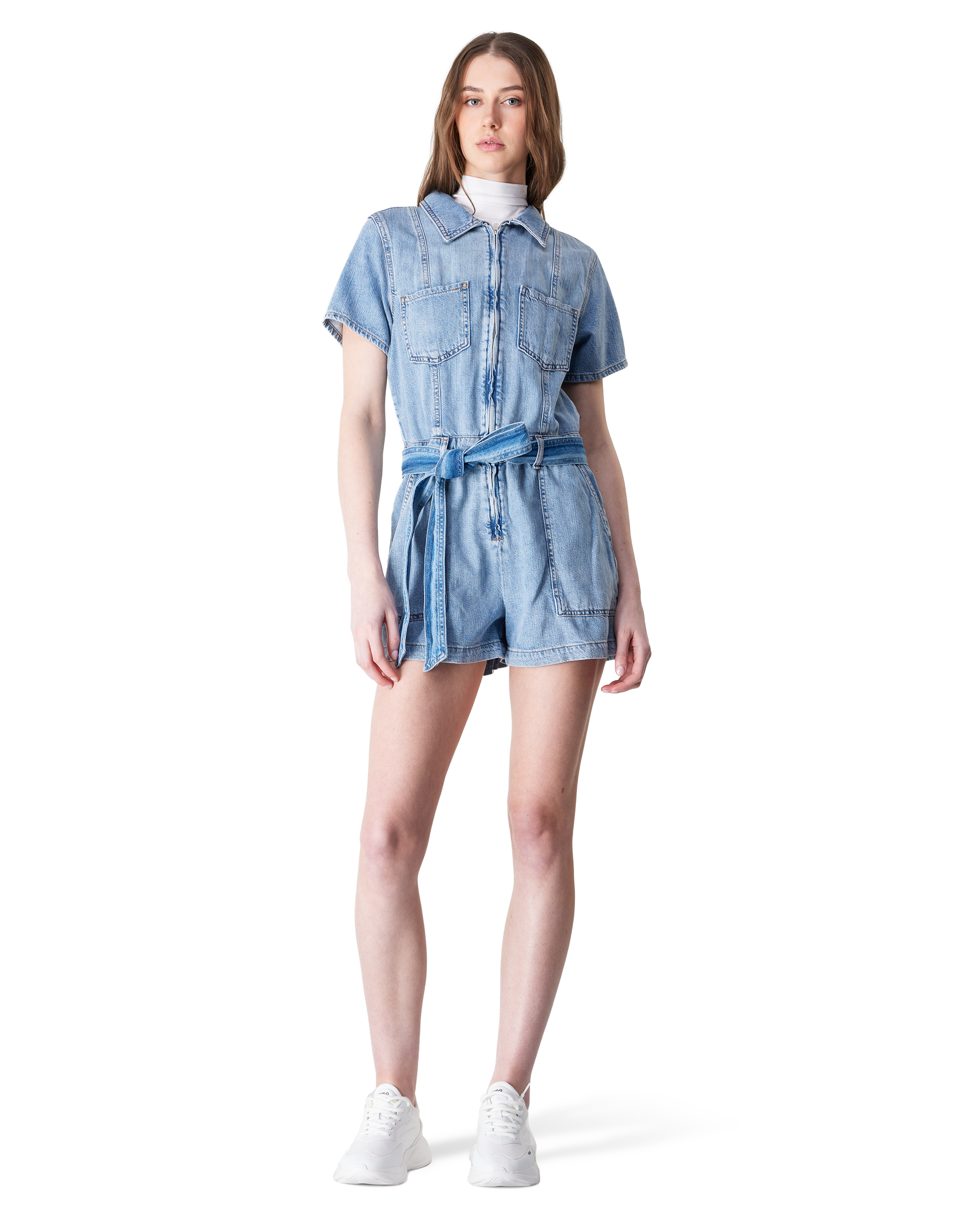 Fit For Success Lite Linen Denim Shorts Jumpsuit