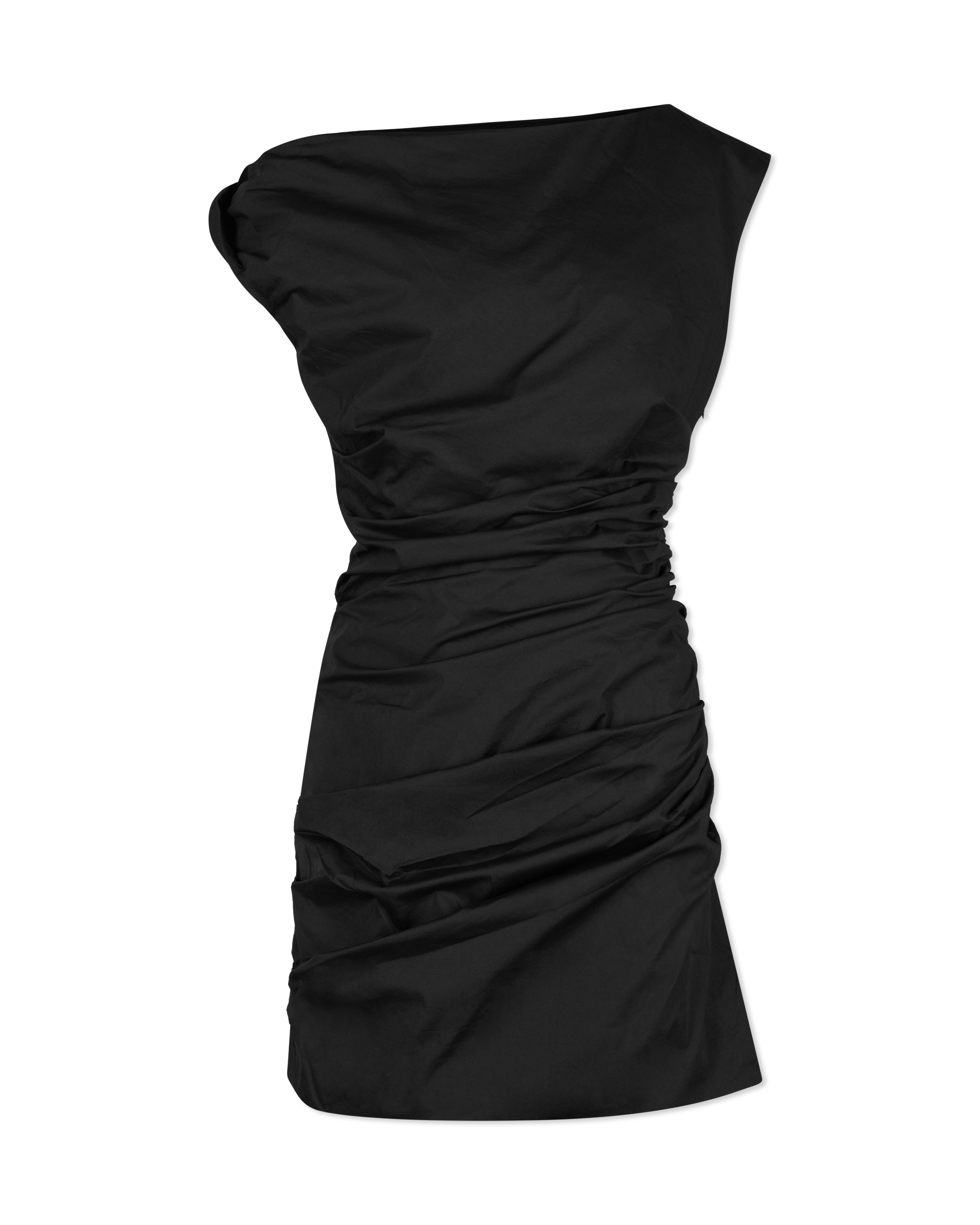 Poplin Ruched Off-The-Shoulder Mini Dress