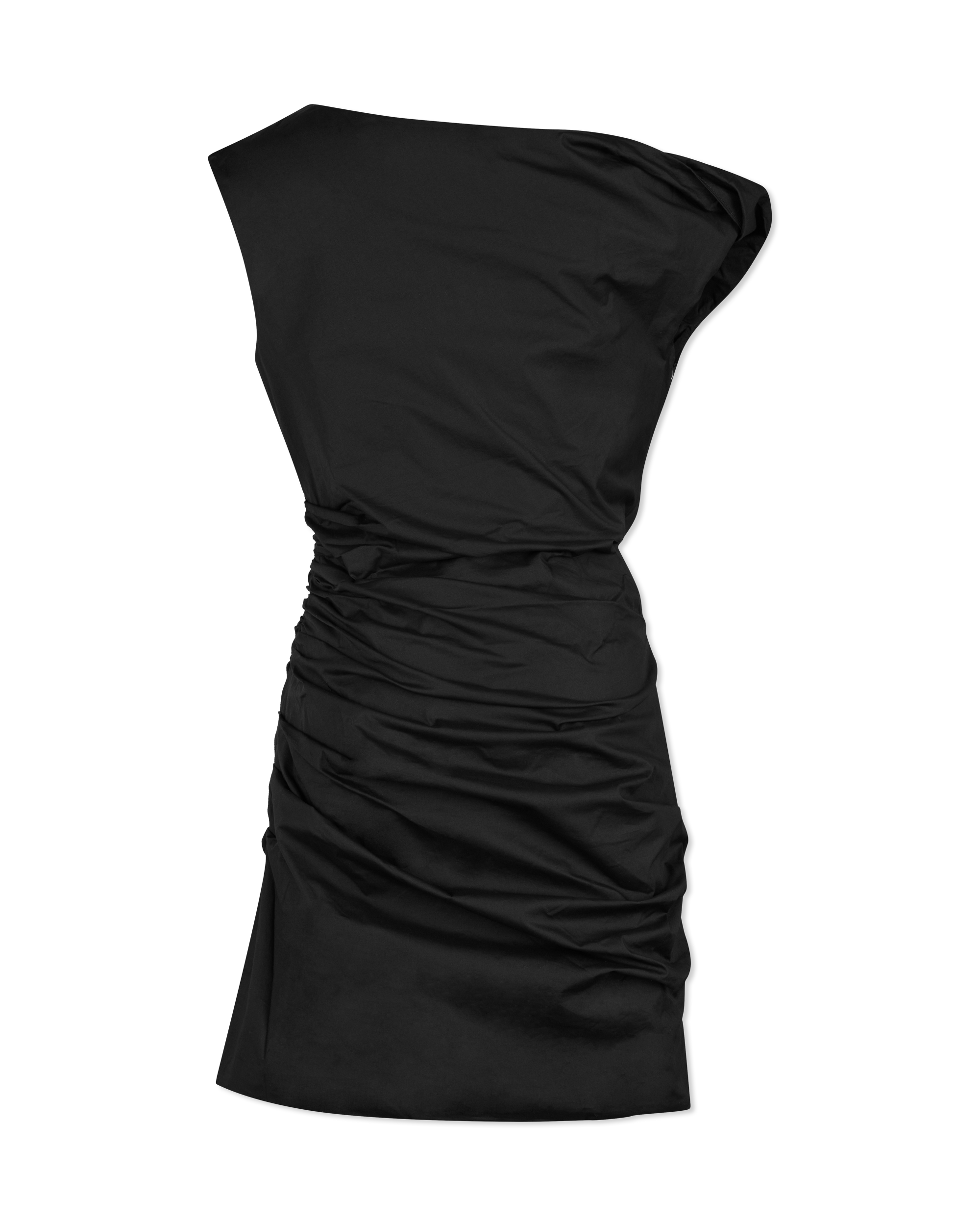 Poplin Ruched Off-The-Shoulder Mini Dress