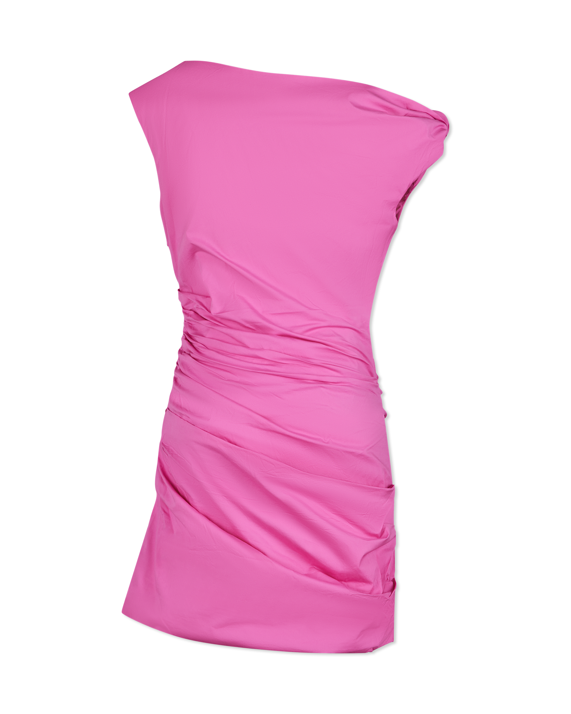 Poplin Ruched Off-The-Shoulder Mini Dress