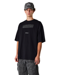 Rhinestone Logo Cotton Jersey Black T-Shirt