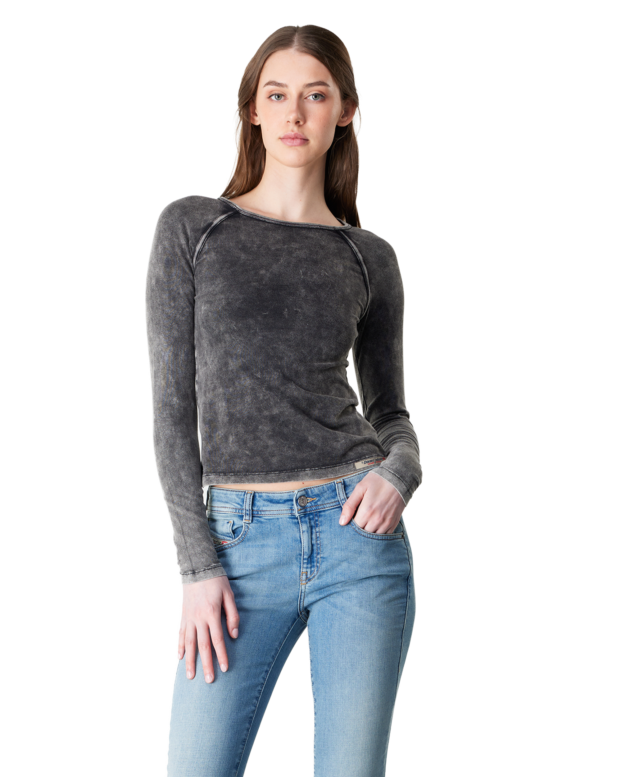 Off Black Cotton Blend Anna-DNM T-Shirt by Diesel | DIHSAN