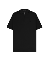 Cotton Blend Piqué Zip-Up Polo Shirt