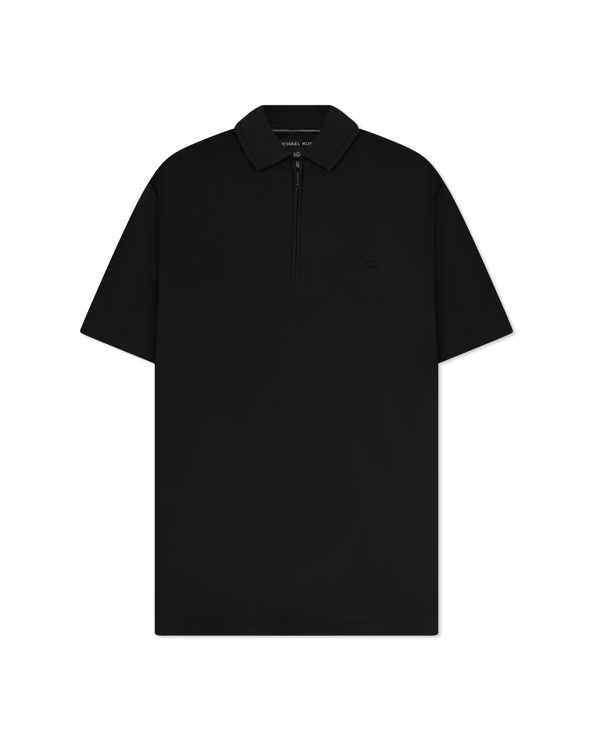 Cotton Blend Piqué Zip-Up Polo Shirt