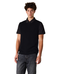 Cotton Blend Piqué Zip-Up Polo Shirt