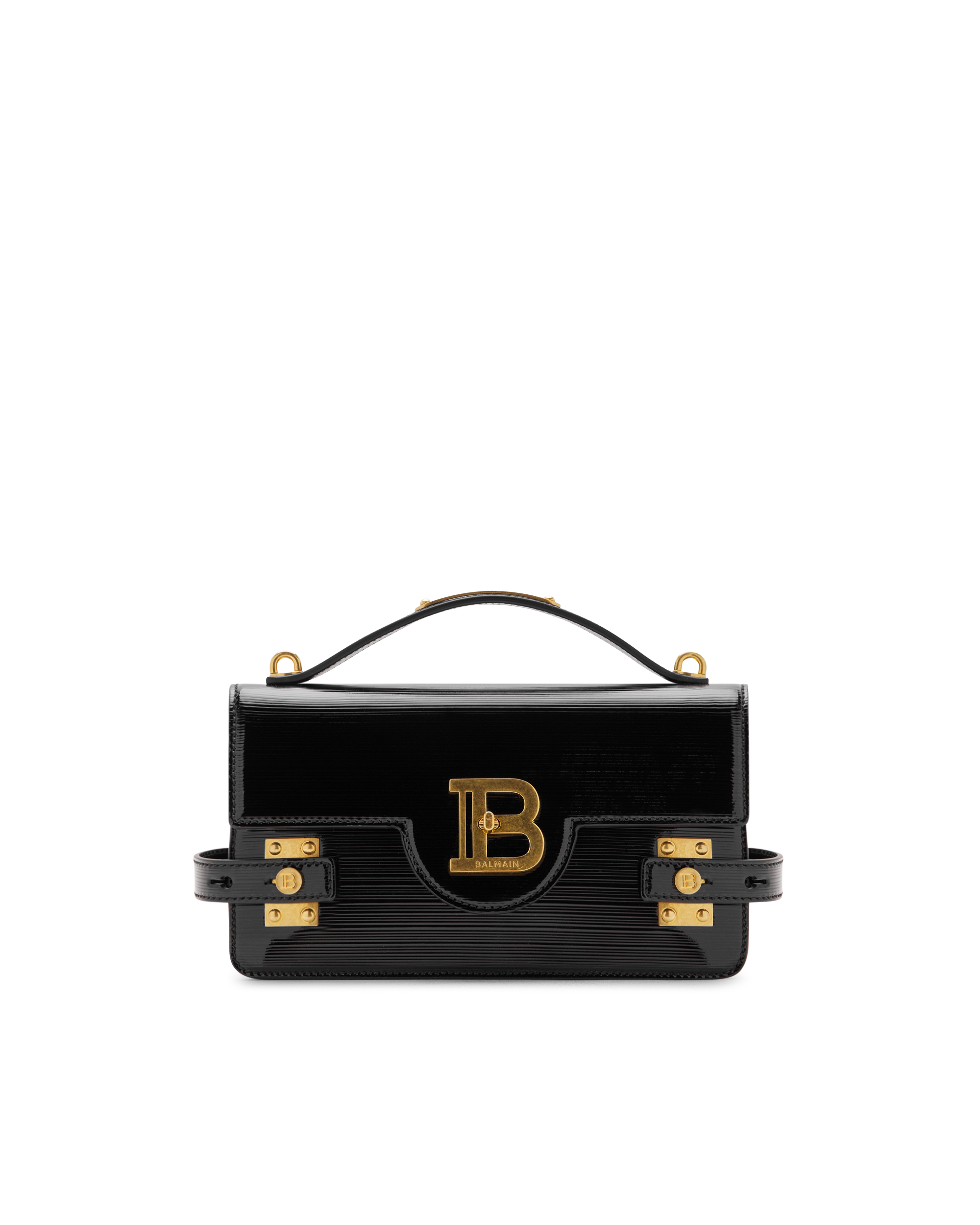 B-Buzz 24-Striped Patent Leather Shoulder Bag