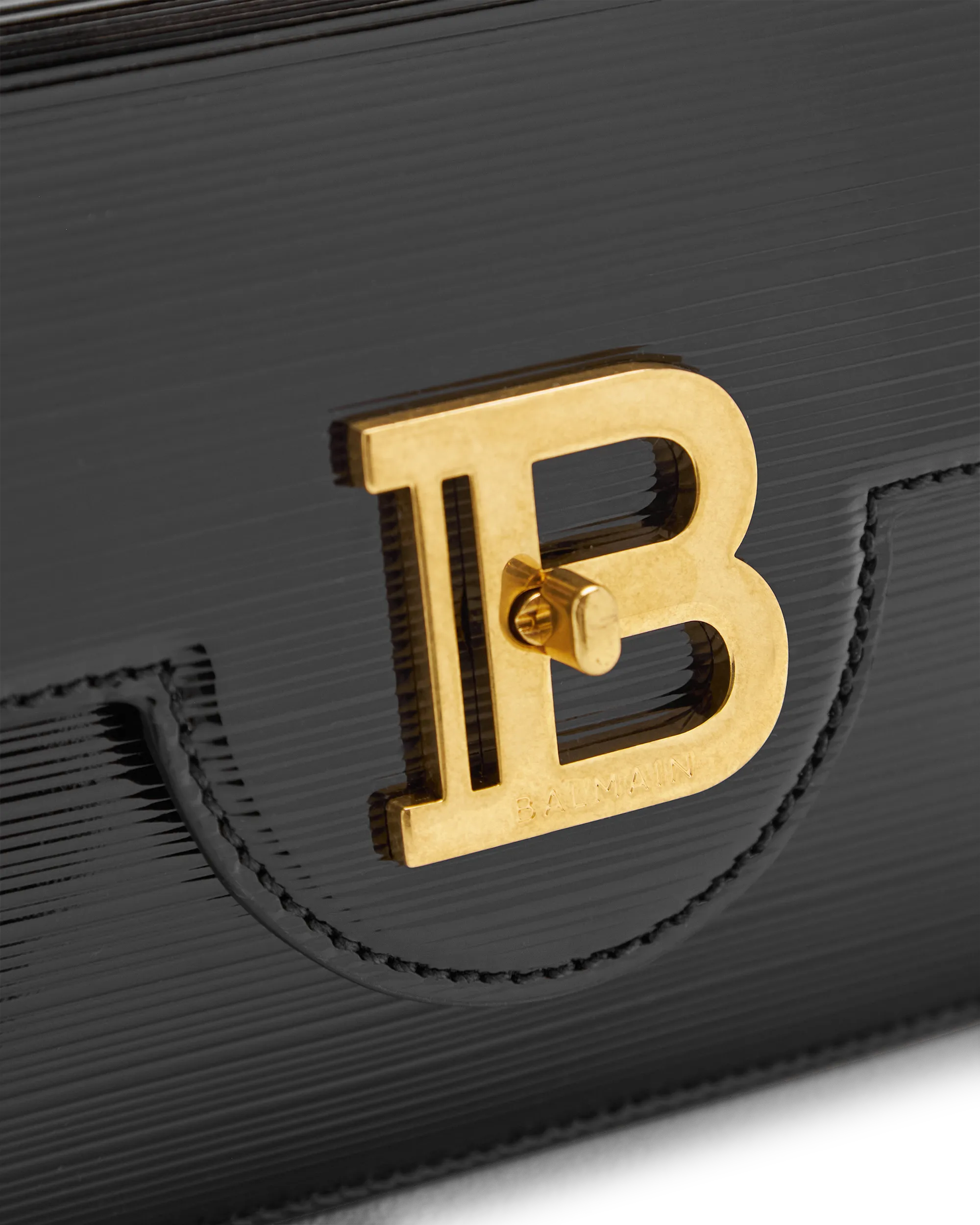 B-Buzz 24-Striped Patent Leather Shoulder Bag