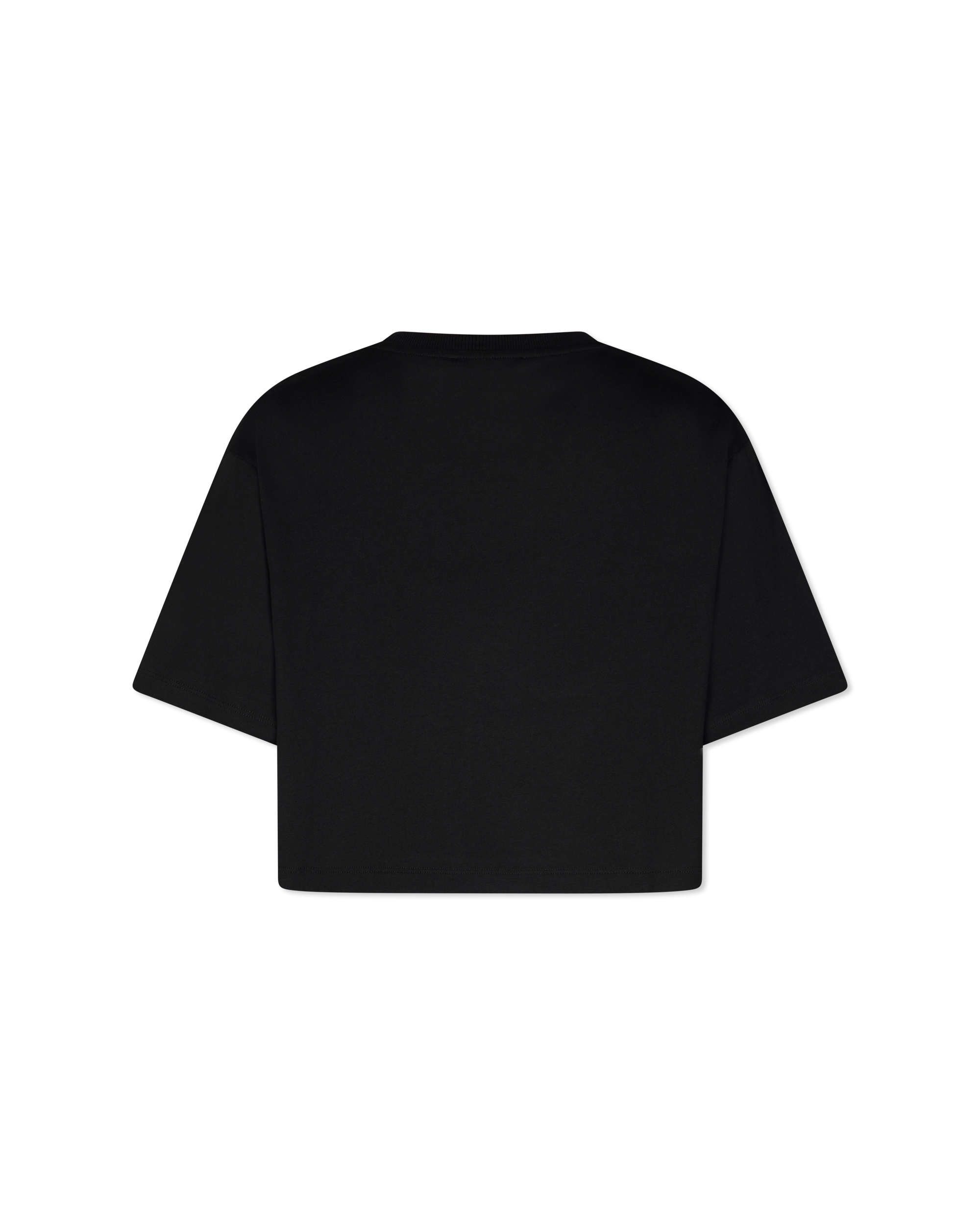 Flocked Balmain Letter Logo Cropped T-Shirt