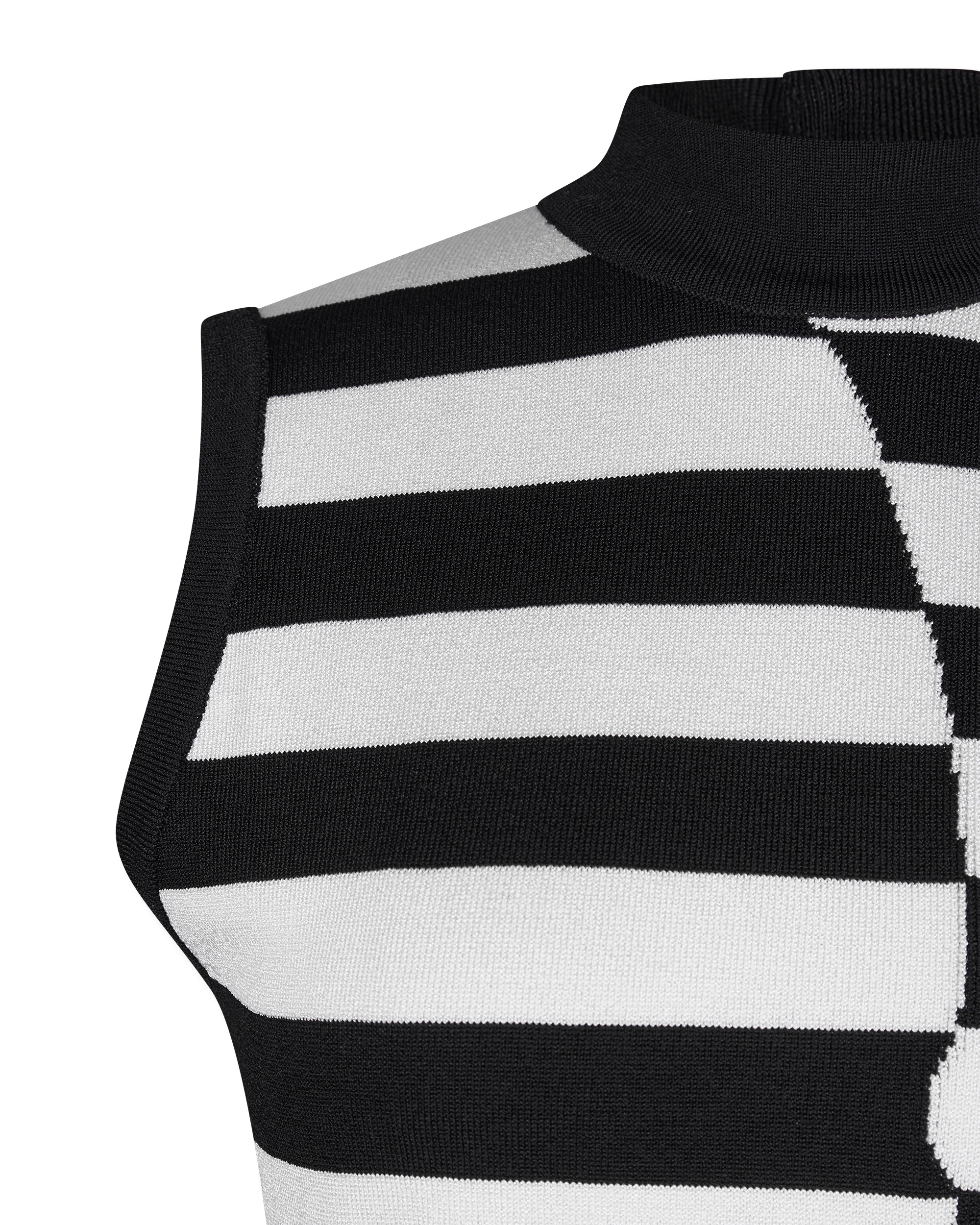 High Neckline Face Mariniere Knit Dress