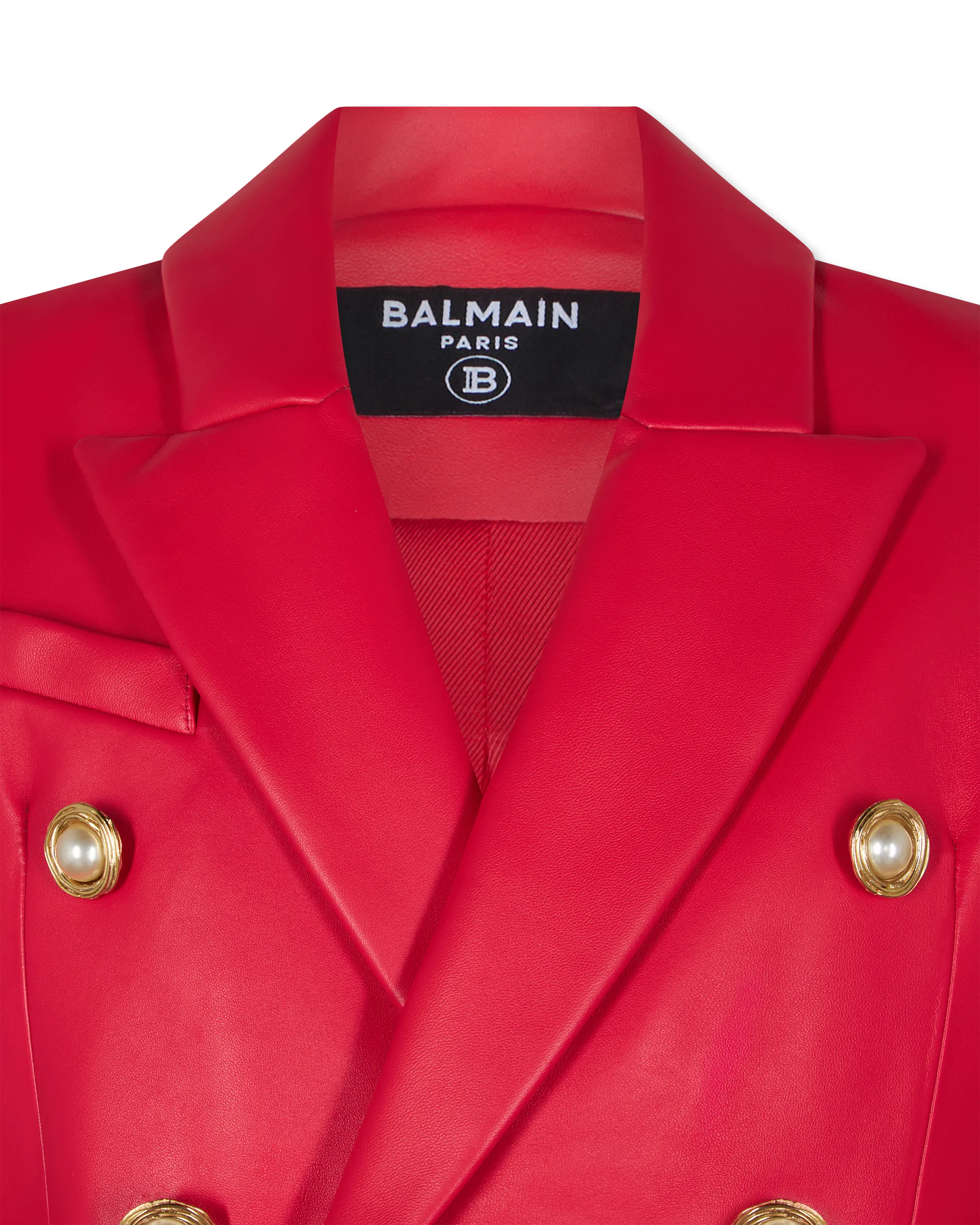 Cropped Lambskin Leather 6-Button Jacket
