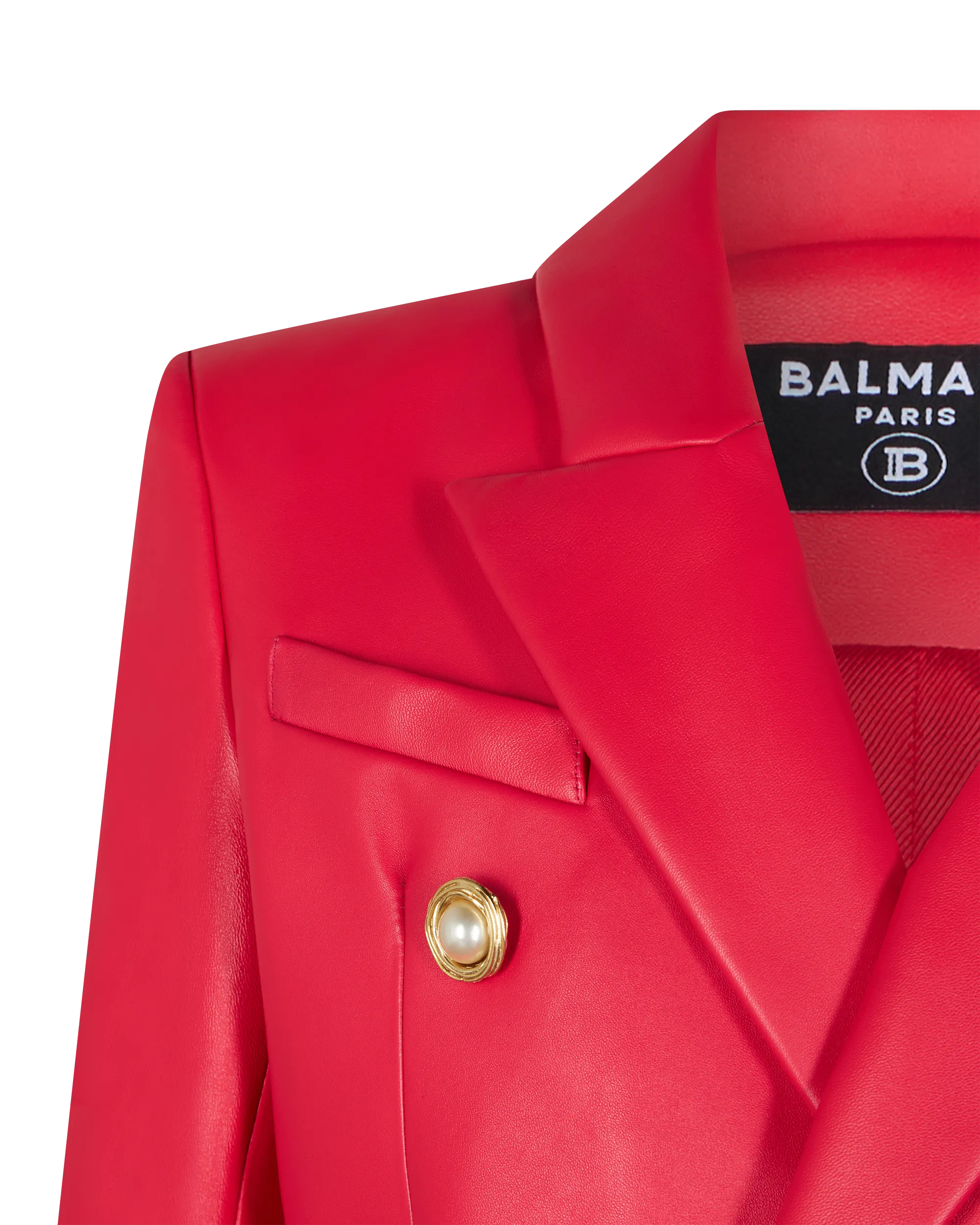 Cropped Lambskin Leather 6-Button Jacket