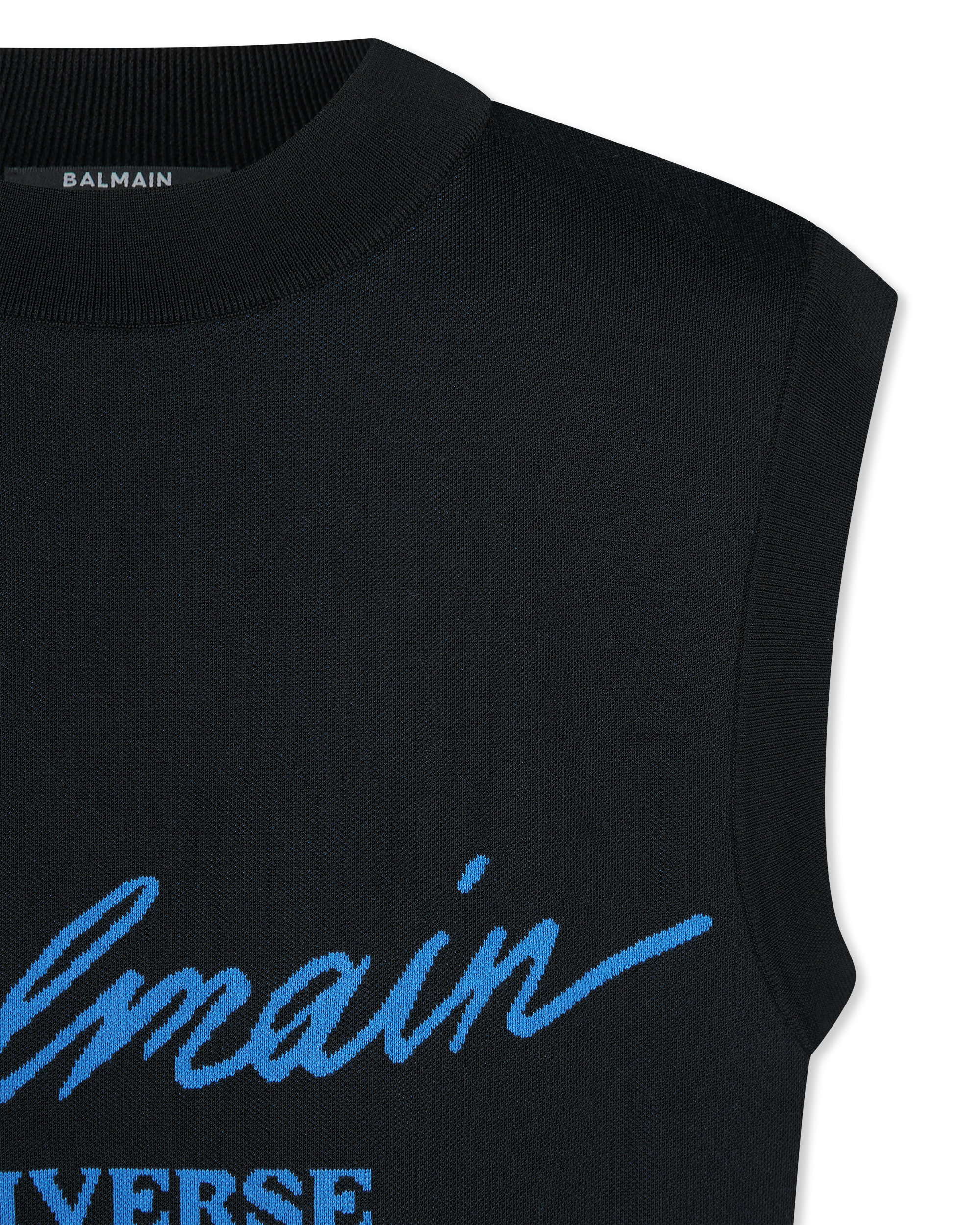 Sleeveless Balmain Universe Jacquard Jumper