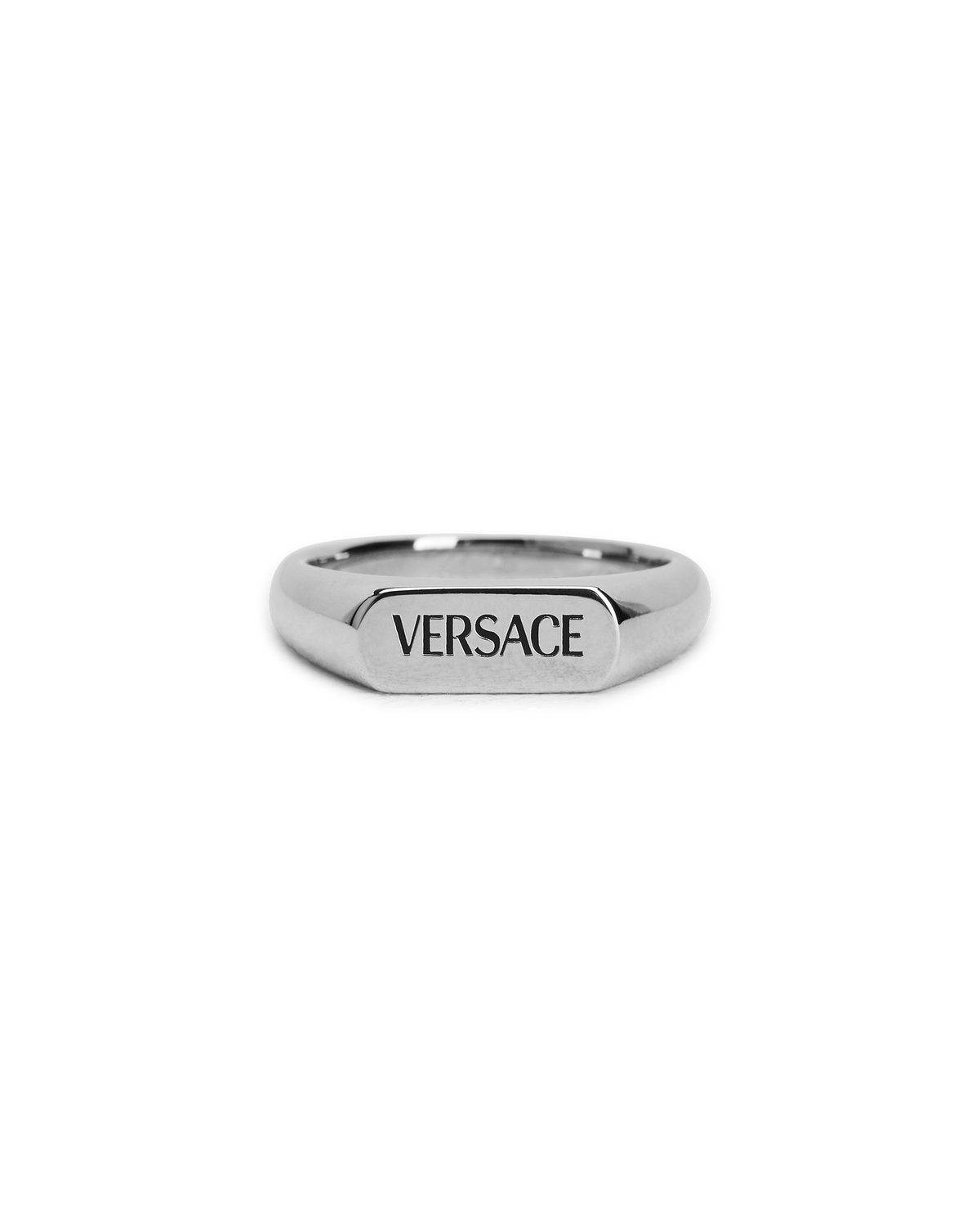 【美品】VERSACE ロゴ エングレーブ リング シルバー IT15 Versace Logo Silver Ring