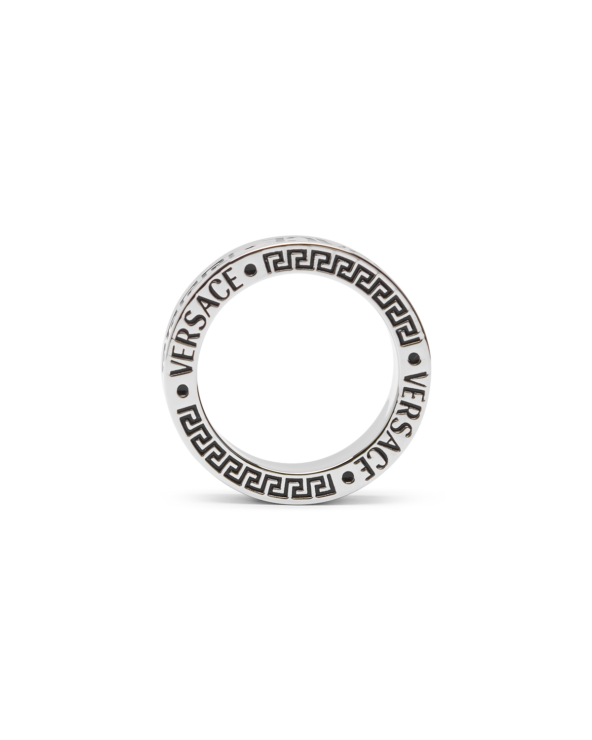 【美品】VERSACE ロゴ エングレーブ リング シルバー IT15 Versace Engraved Logo Silver Ring