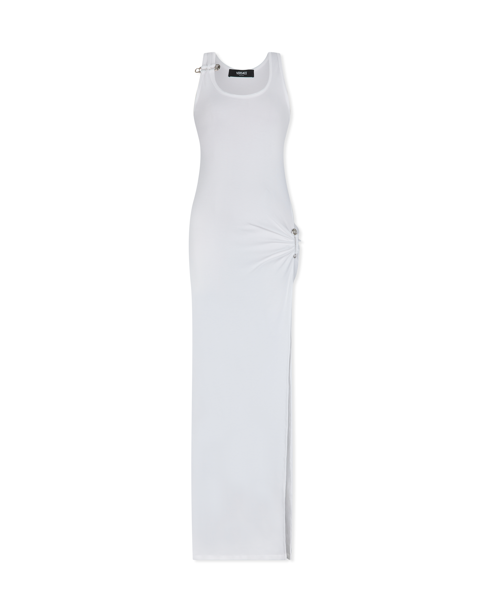 Safety Pin Ribbed Knit Draped Gown