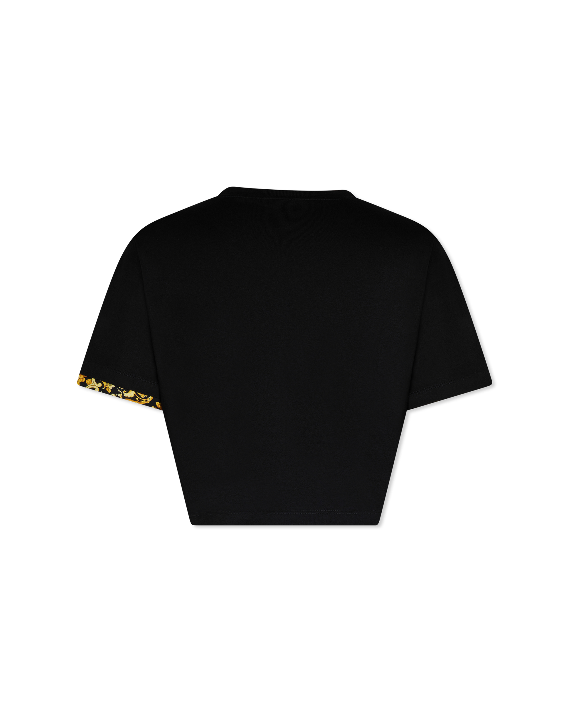 Safety Pin Draped Barocco Crop T-Shirt