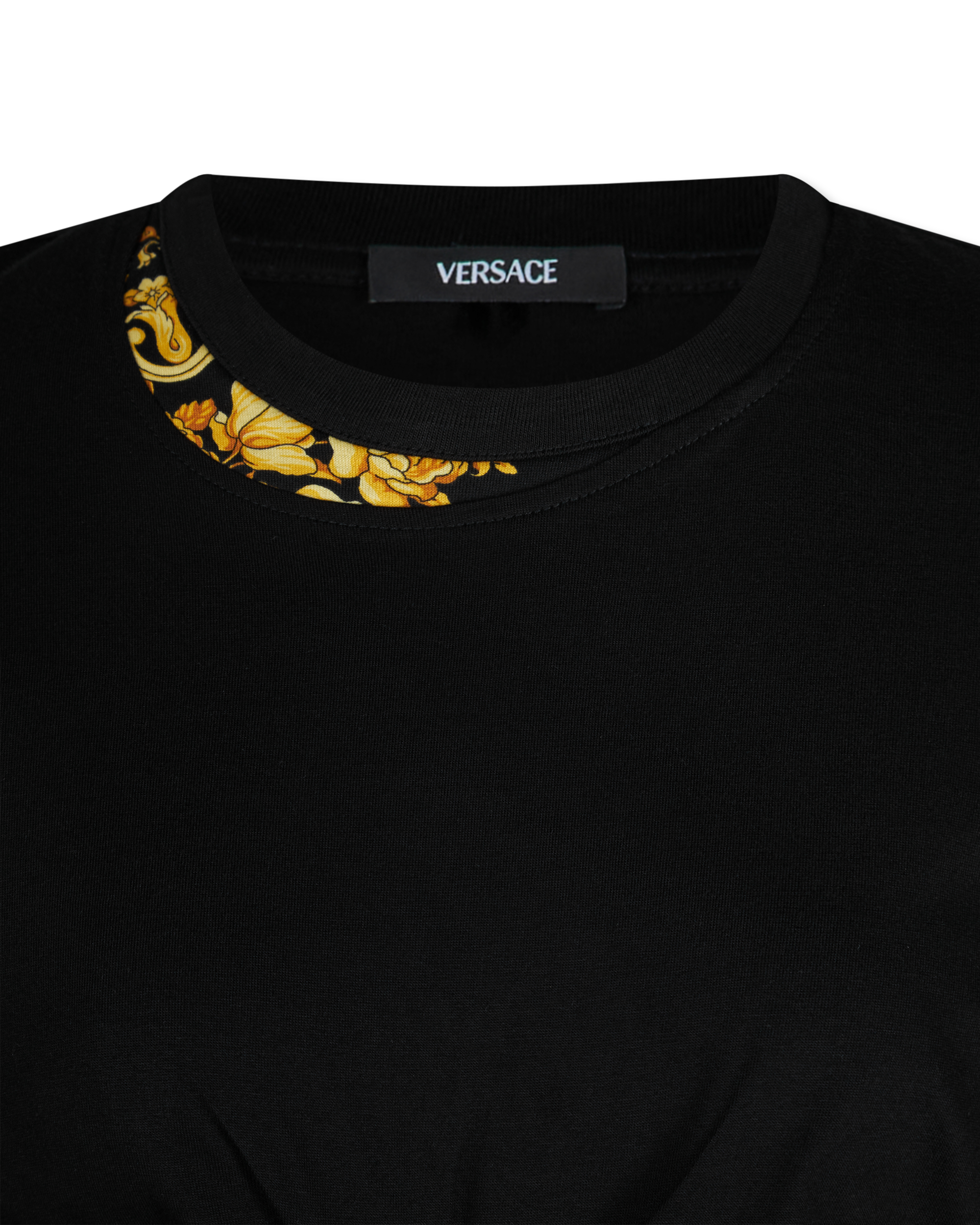 Safety Pin Draped Barocco Crop T-Shirt