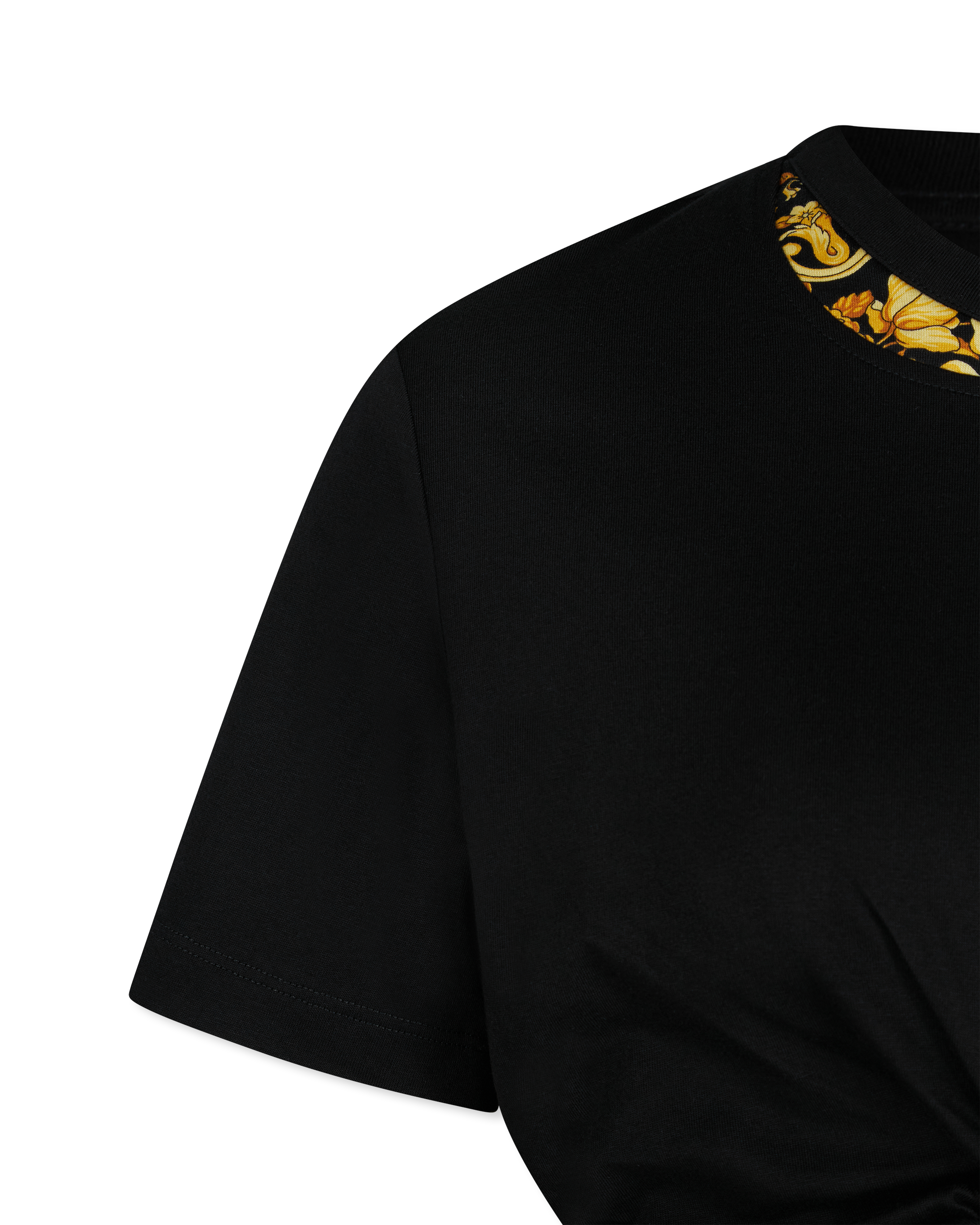 Safety Pin Draped Barocco Crop T-Shirt