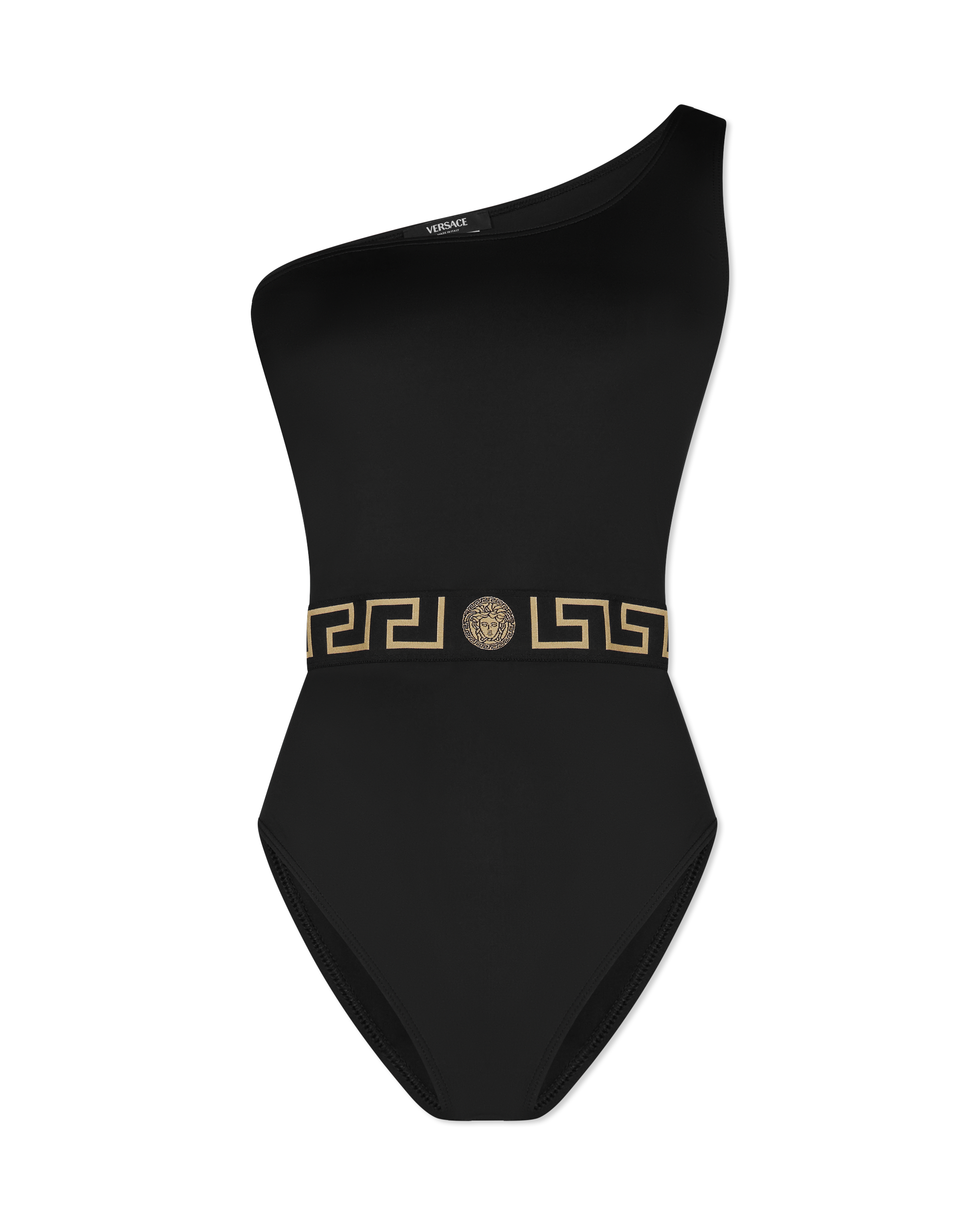 Greca Border One-Shoulder Swimsuit