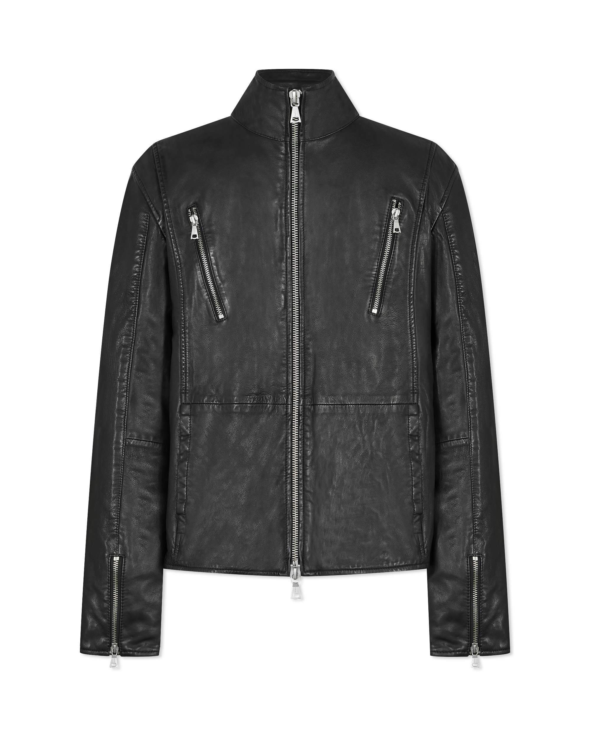 Jared Racer High Collar Leather Jacket