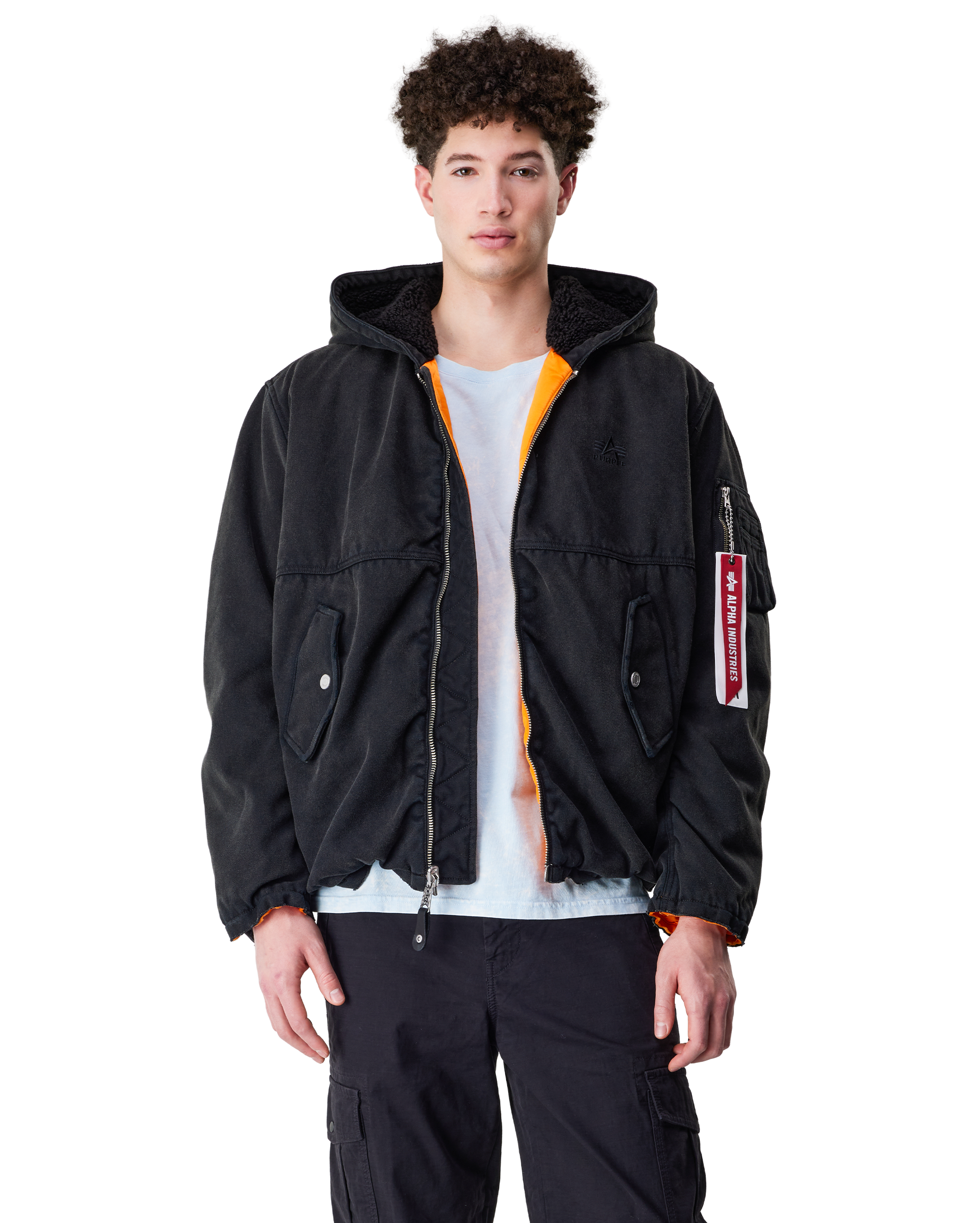 Alpha X Purple Hooded Bomber