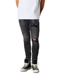 Skinny Plaid Patch Jean