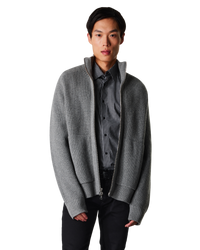 Wool Blend Zip-Up Sweater