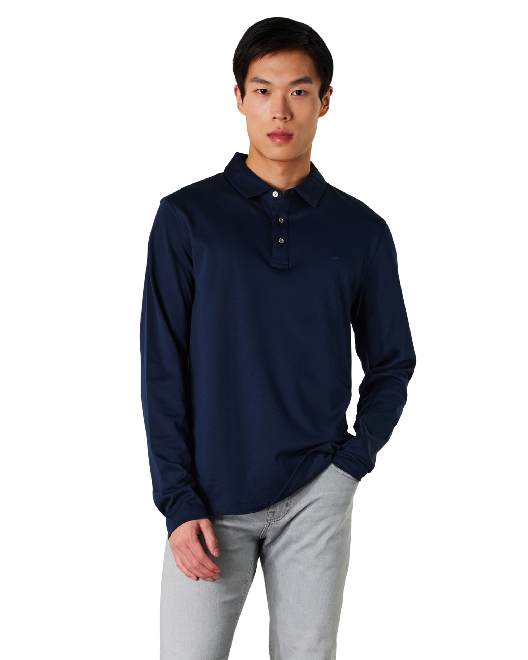 Long-Sleeve Sleek MK Polo Shirt