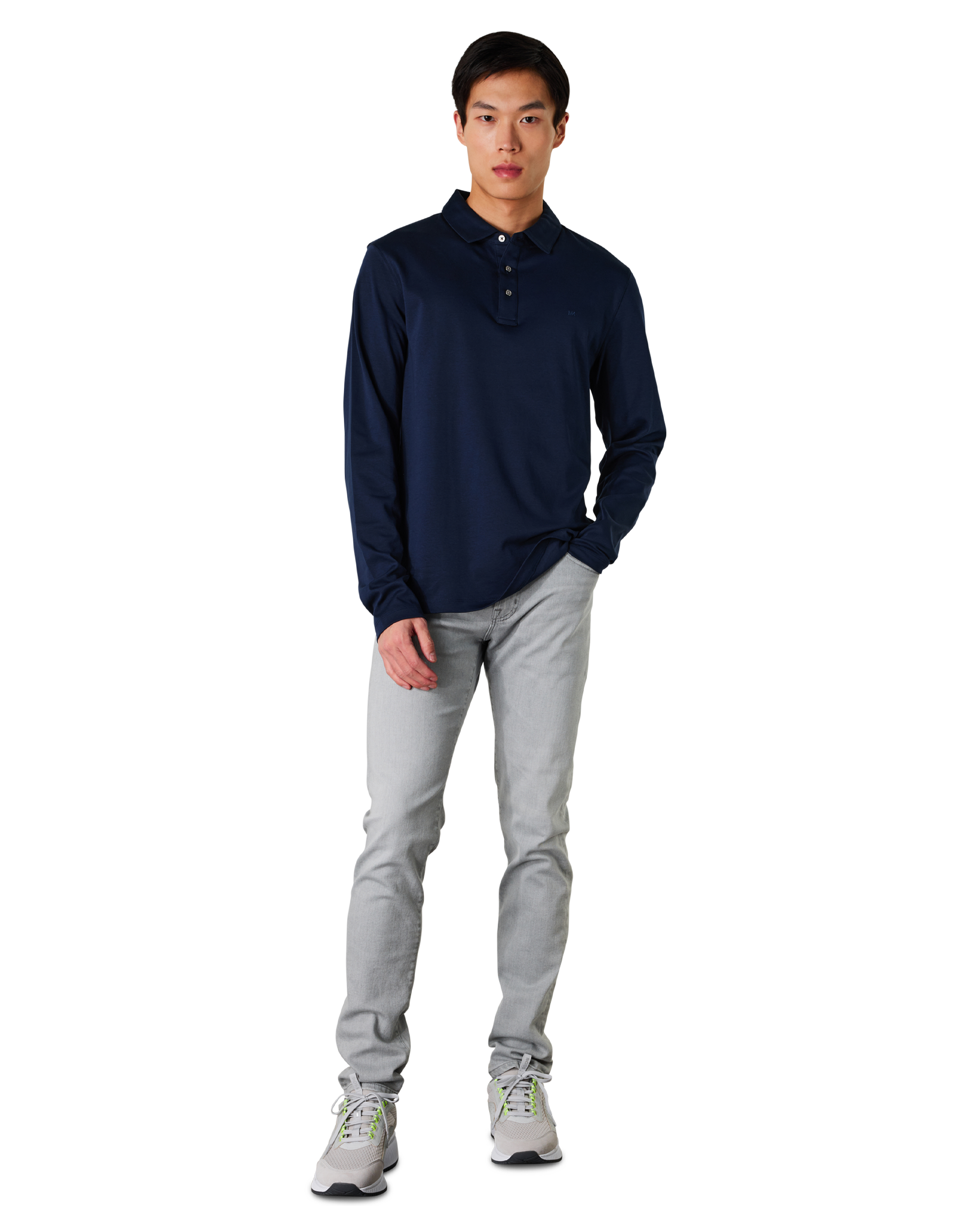 Long-Sleeve Sleek MK Polo Shirt