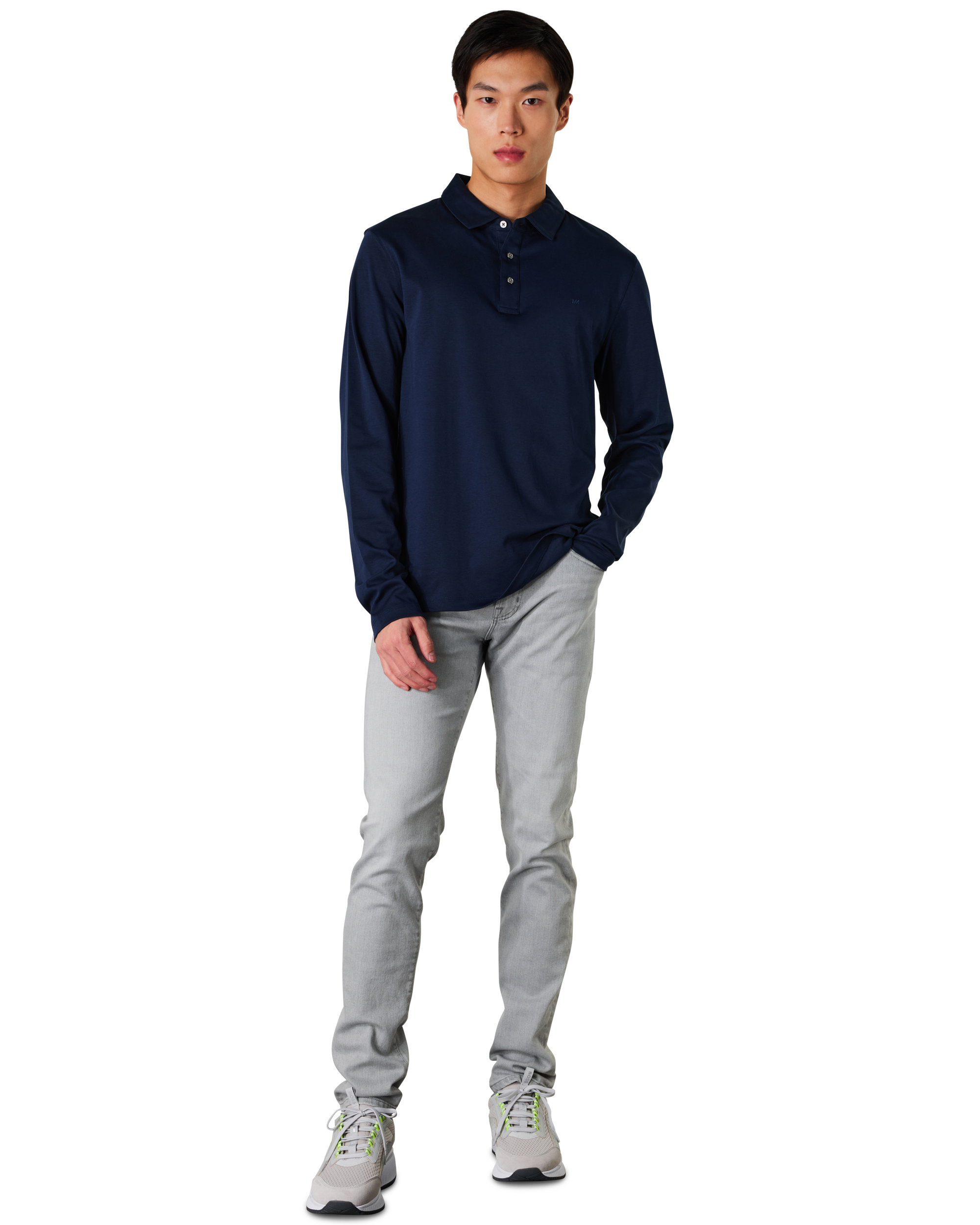 Long-Sleeve Sleek MK Polo Shirt