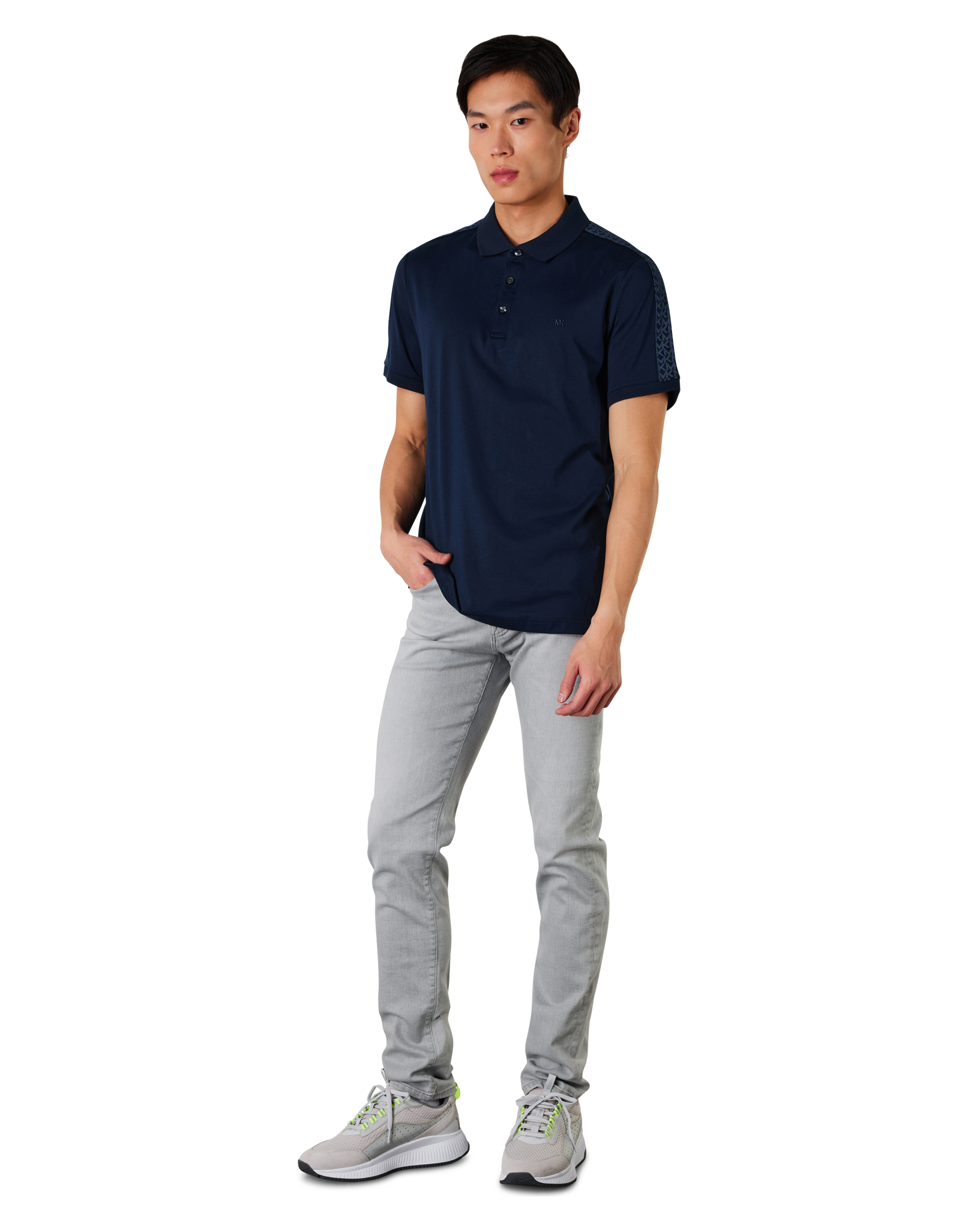 Block Print Cotton Polo Shirt