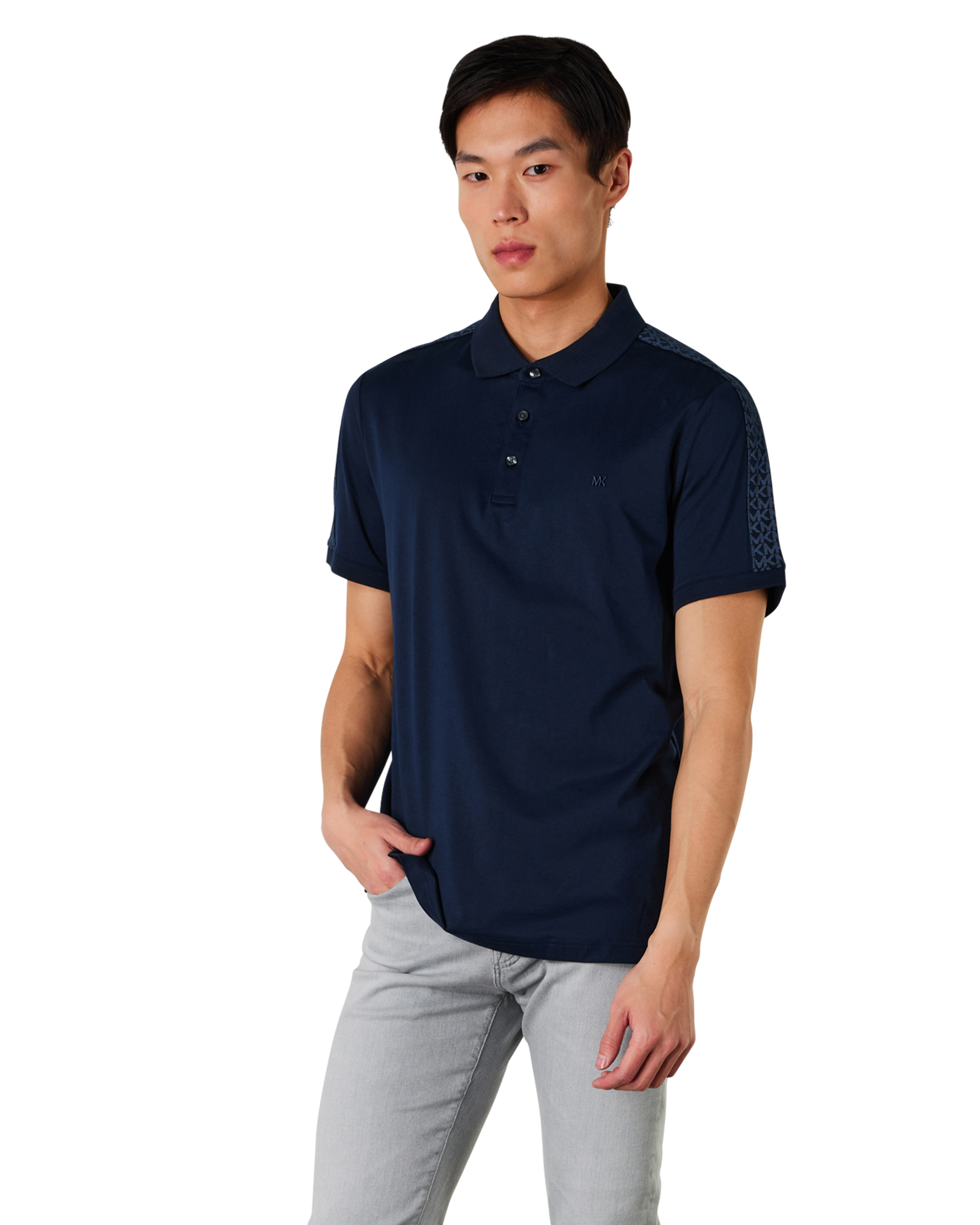 Block Print Cotton Polo Shirt