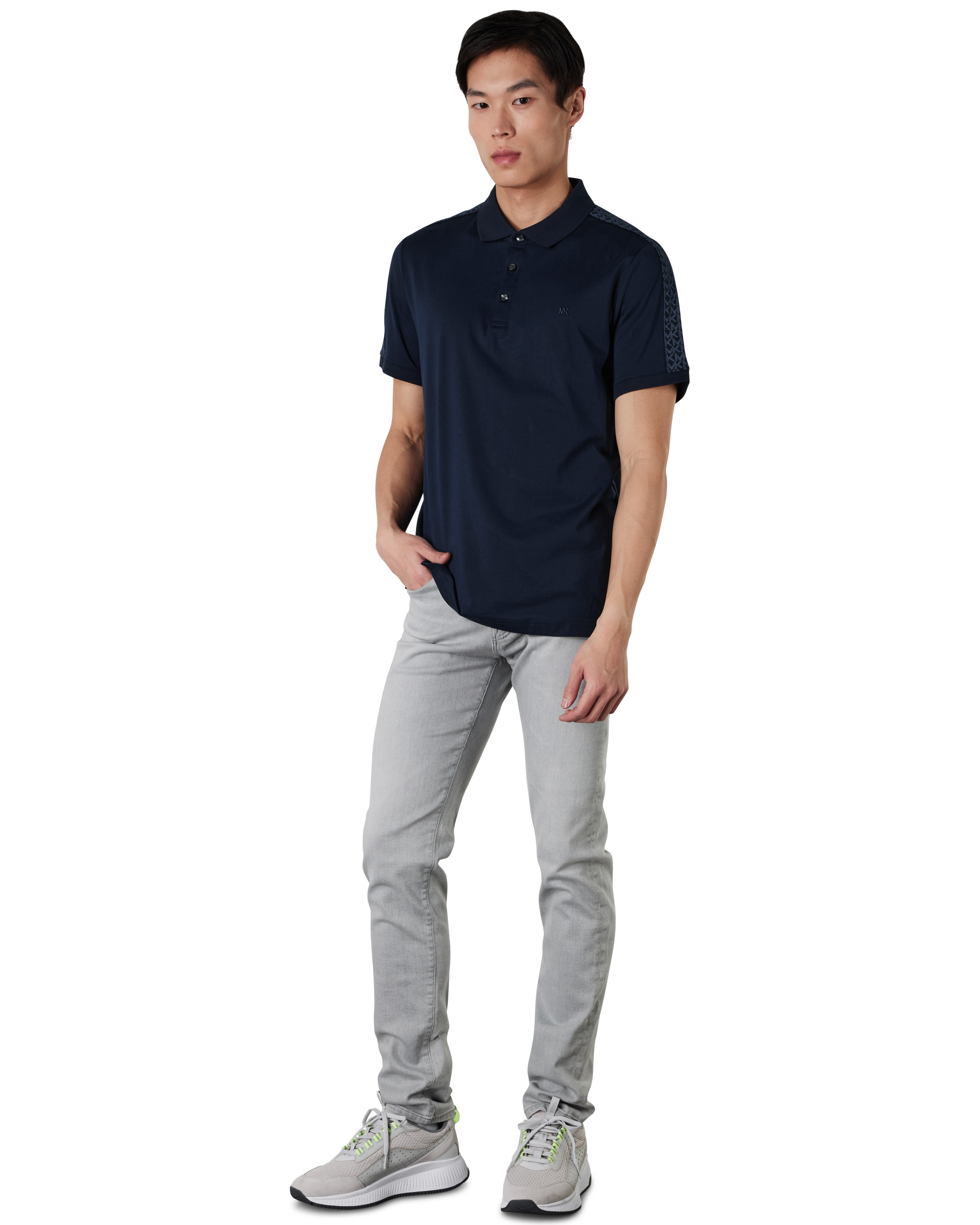 Block Print Cotton Polo Shirt