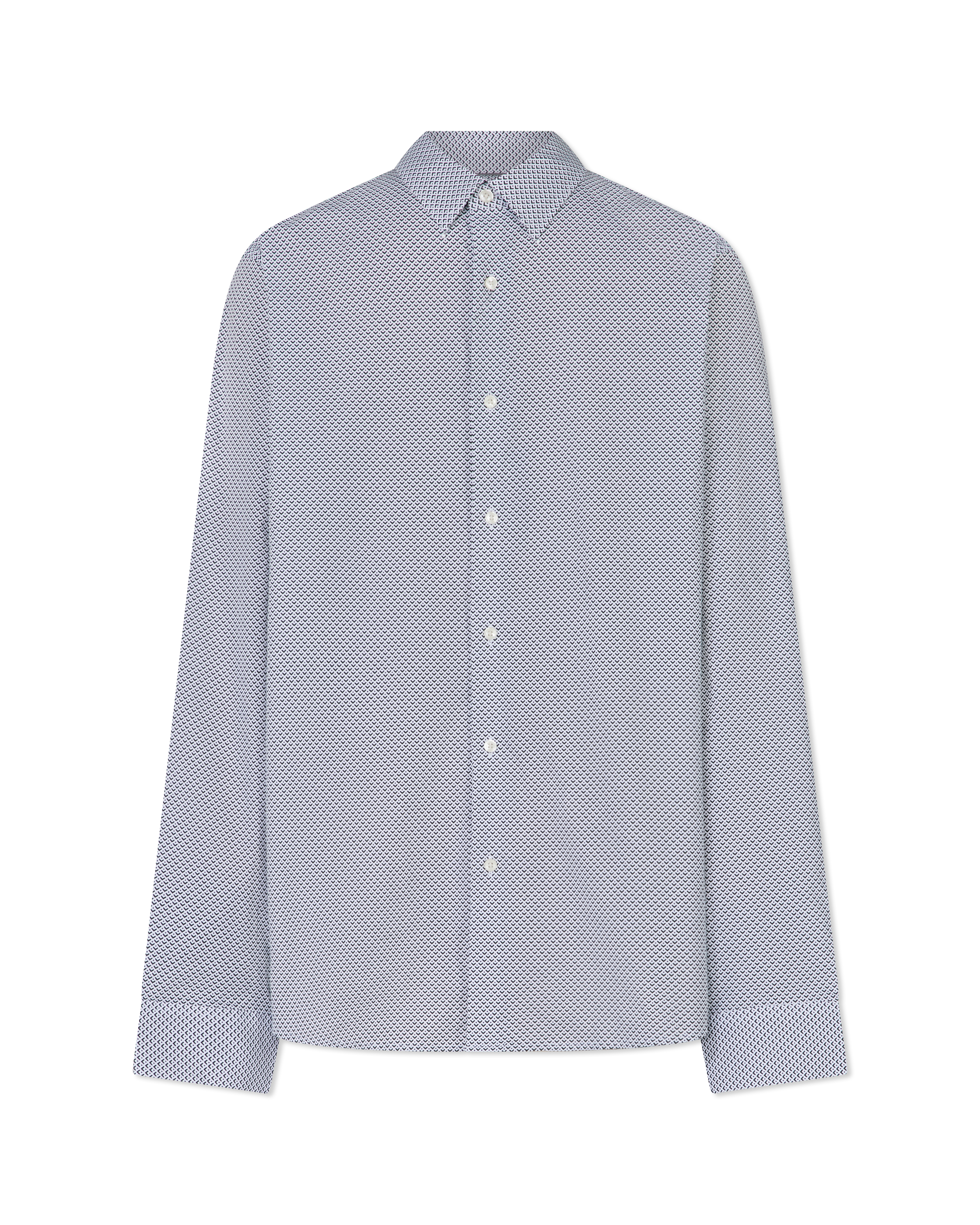 Long Sleeve Micro-Print Shirt